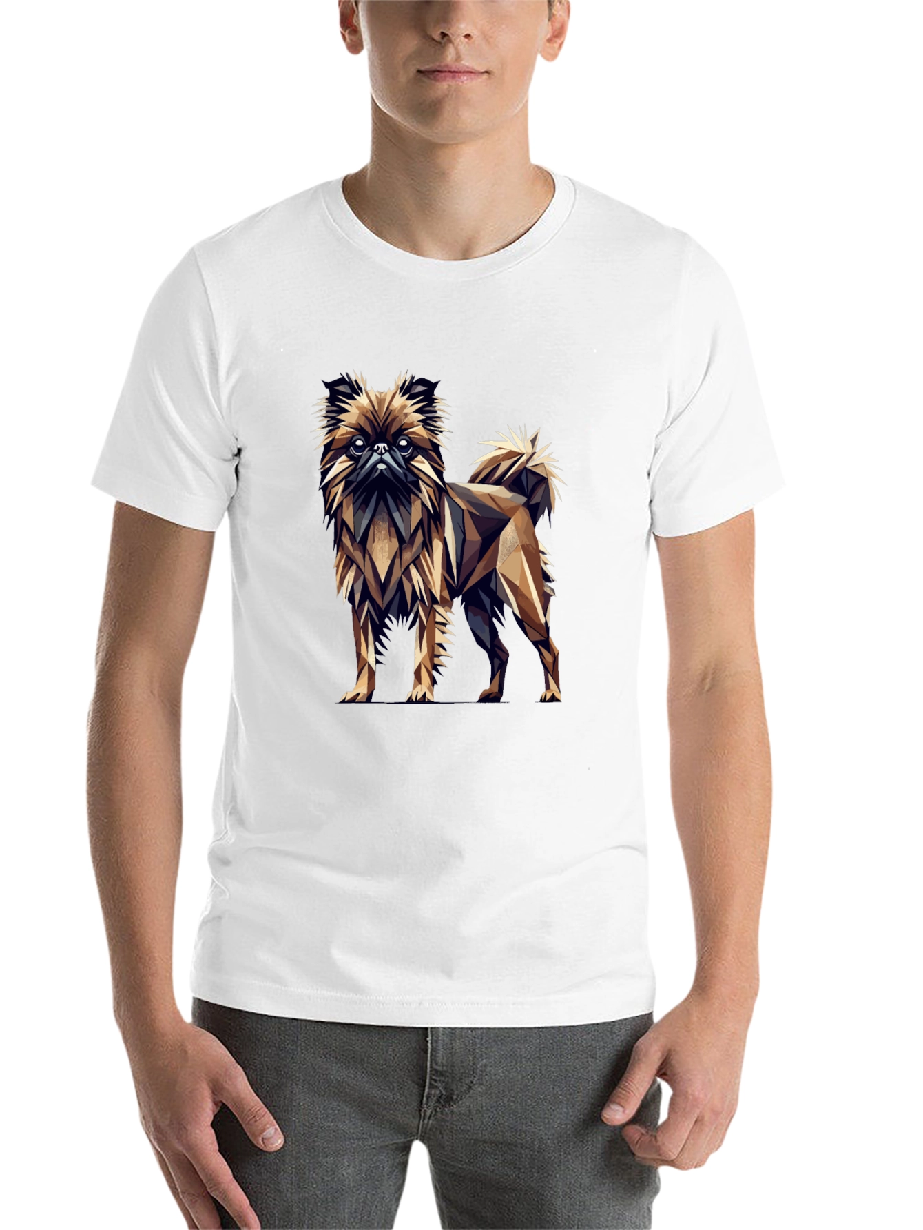 Black Geometric Dog Graphic Black T-Shirt view 14