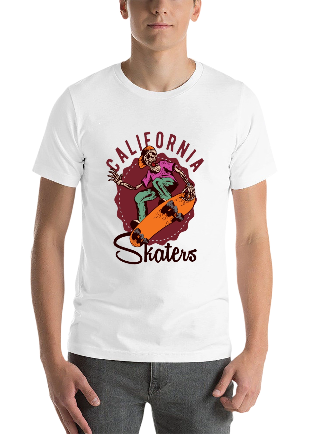 Black California Skaters Graphic Tee - Cool Skeleton Design view 14