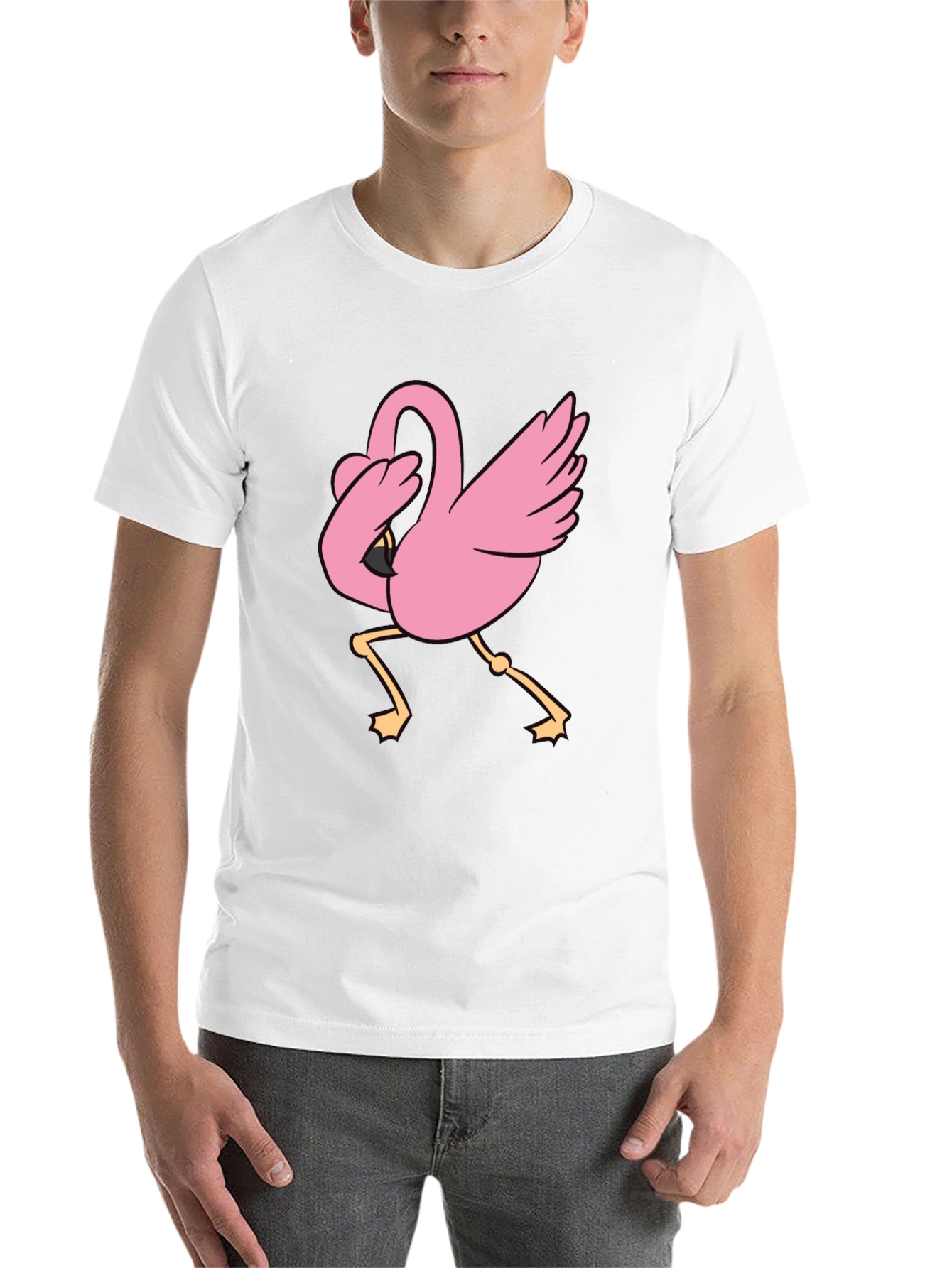 Black Dabbing Flamingo Black T-Shirt view 14