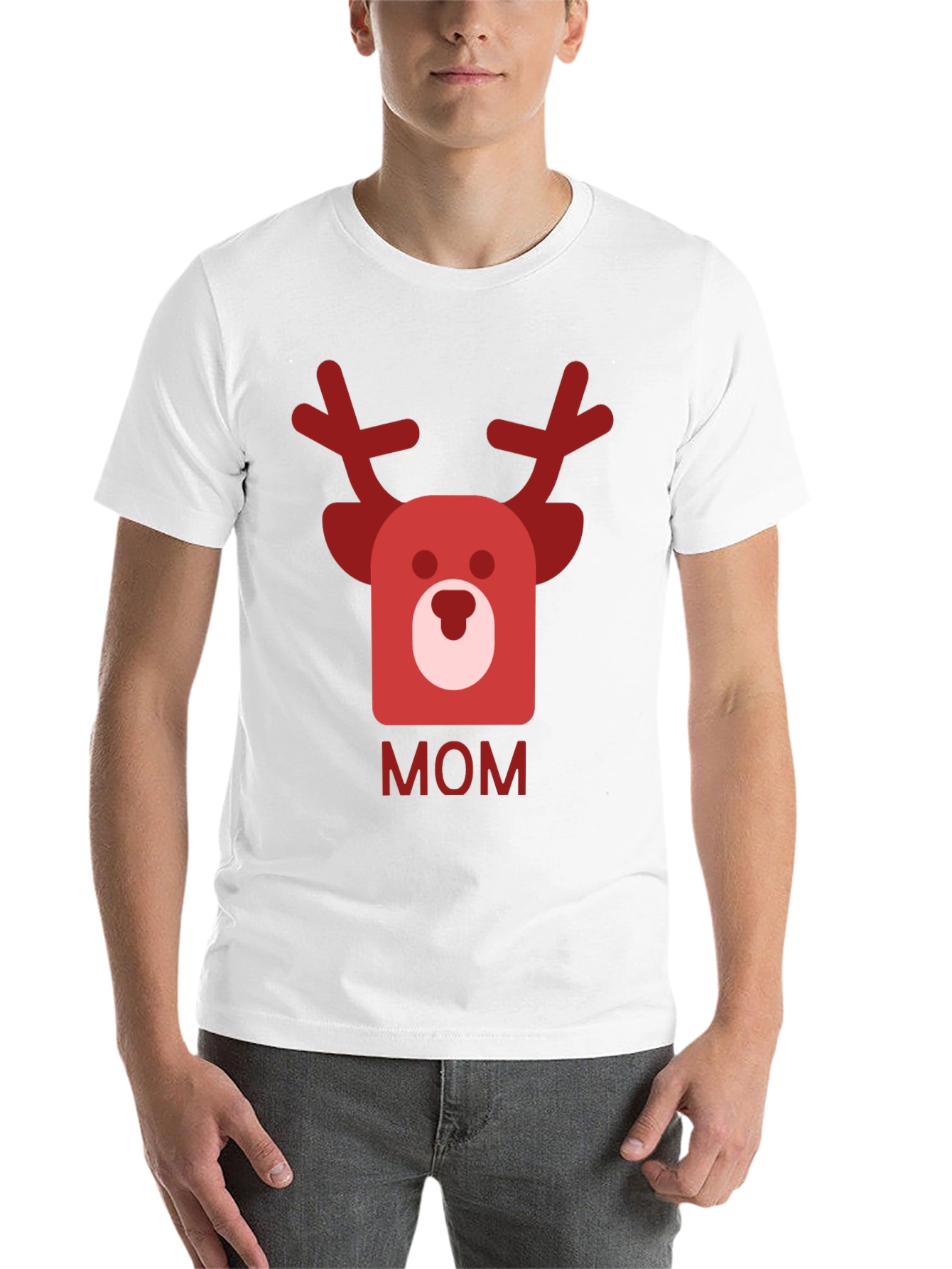Black Festive Mom Reindeer Graphic Tee - Black view 14