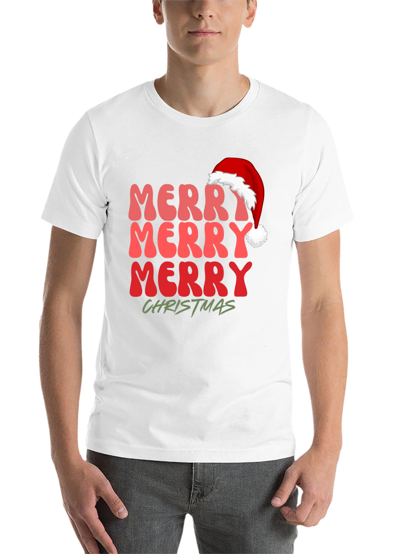 Black Merry Christmas Santa Hat Graphic Tee view 14