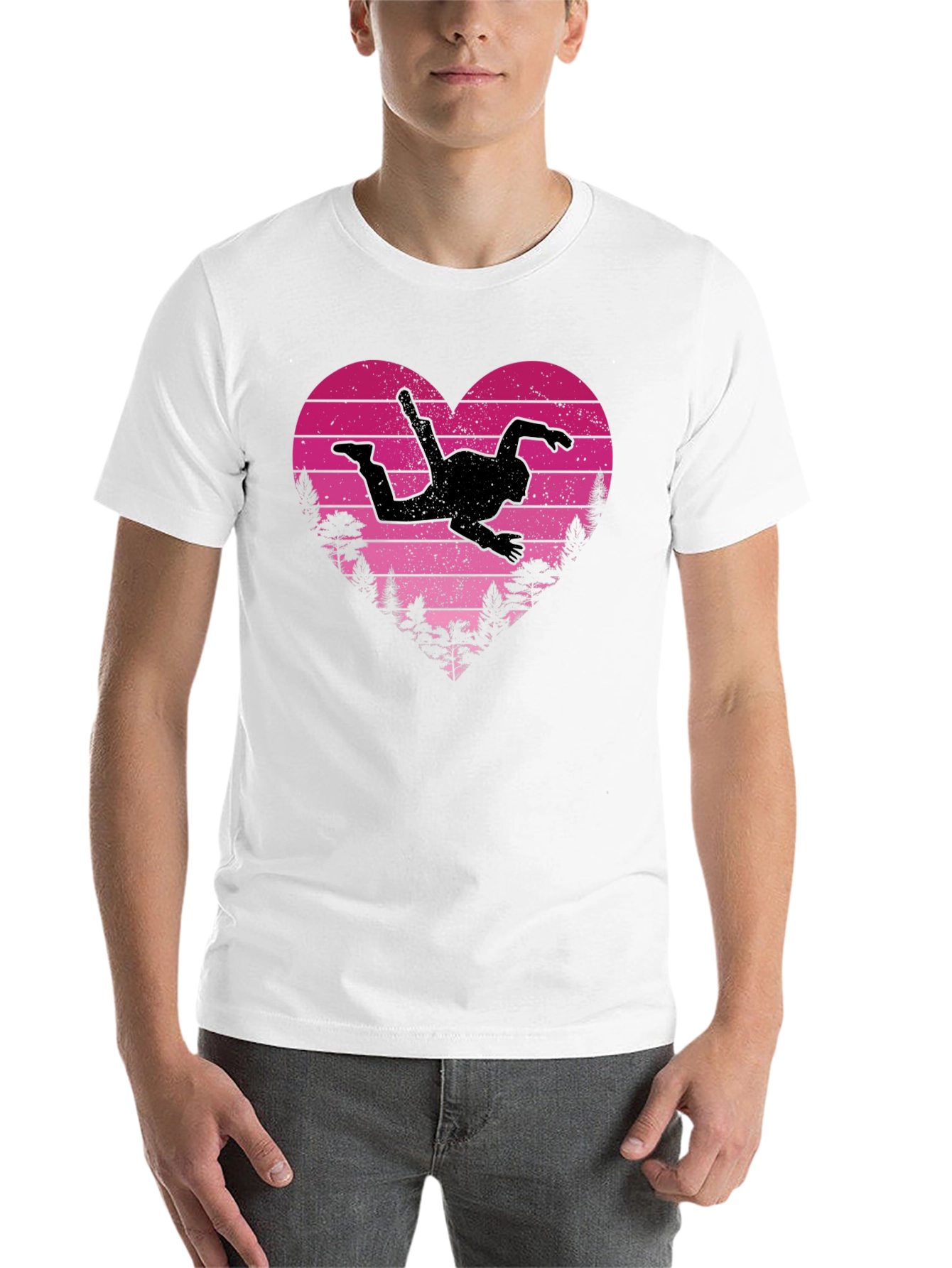 Black Skydiving Heart Graphic Tee view 14
