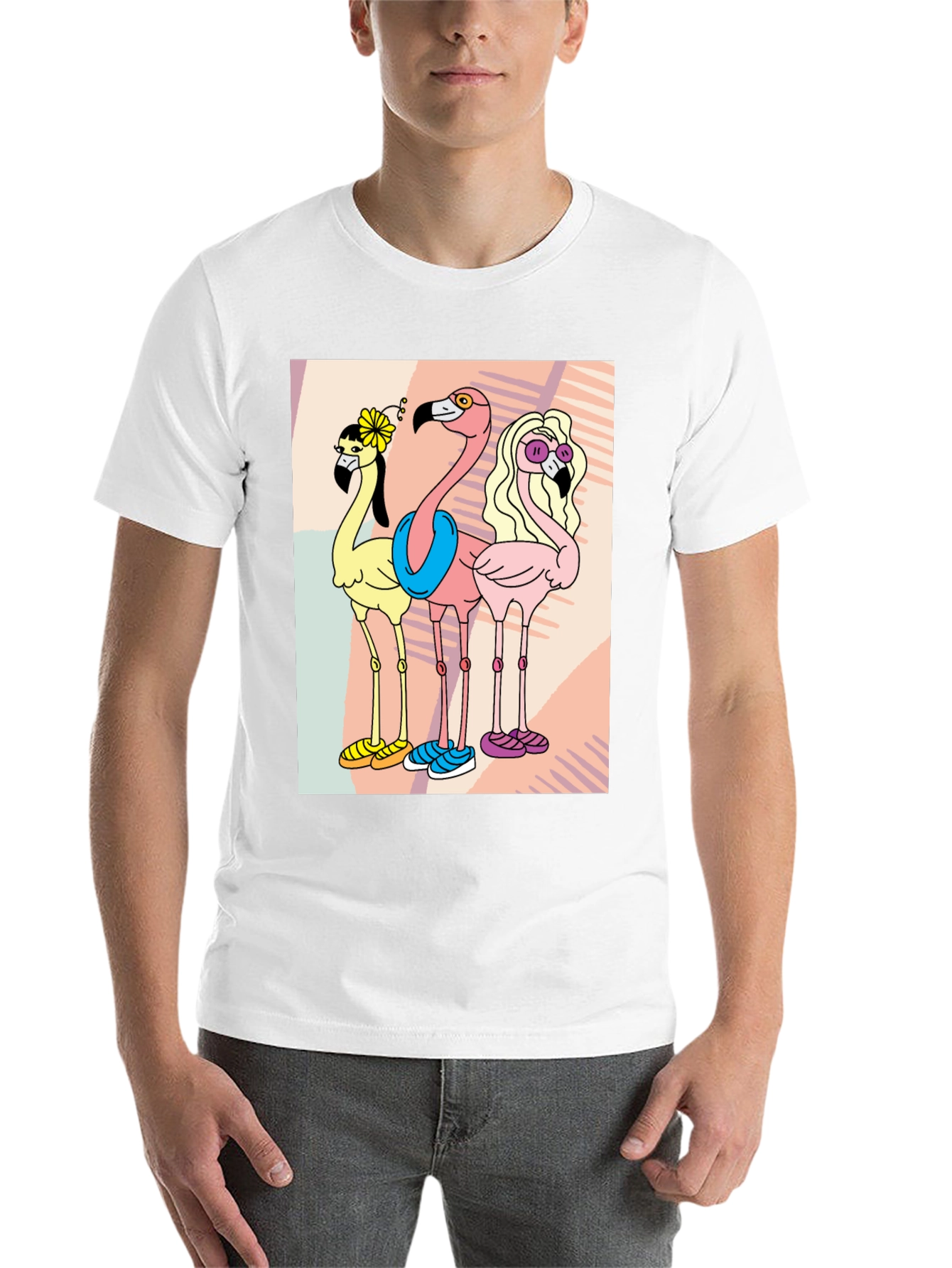 Black Funky Flamingo Tee - Quirky Cartoon T-Shirt view 14