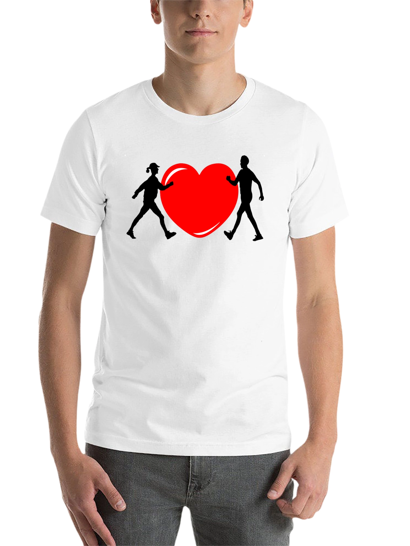 Black Heart Couple Graphic Tee - Unisex Black T-Shirt view 14