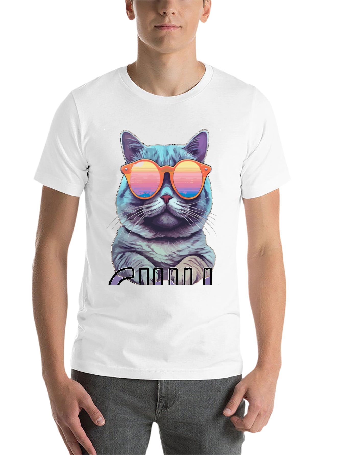 Cool Cat Graphic T-Shirt - Retro Sunglasses Design - 14