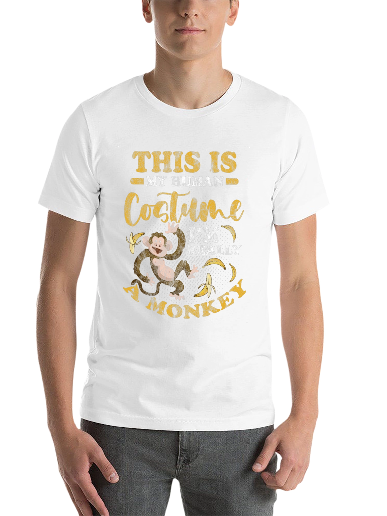 Black Funny Monkey Human Costume T-Shirt view 14