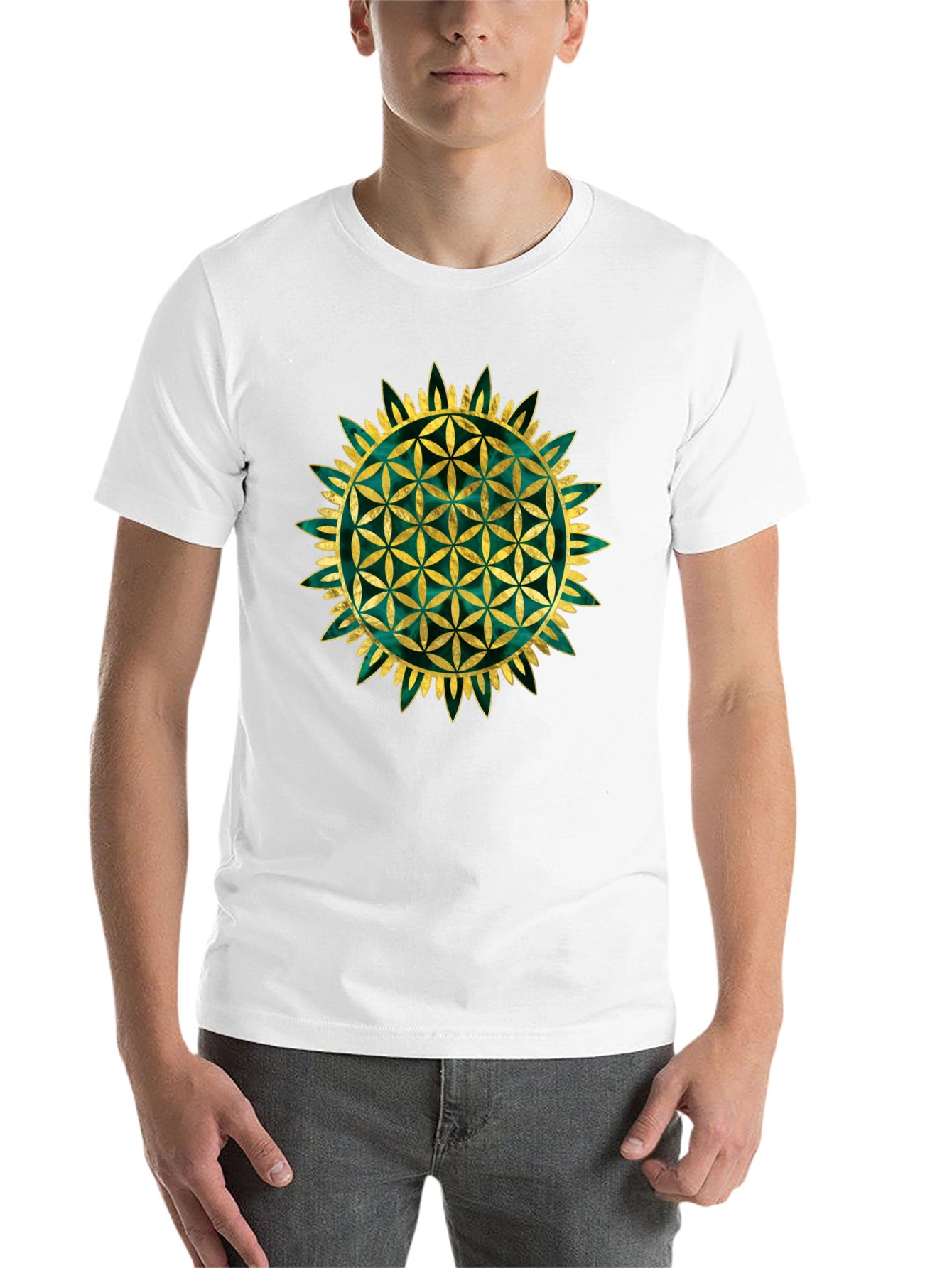 Black Flower of Life Graphic Tee - Sacred Geometry Shirt view 14