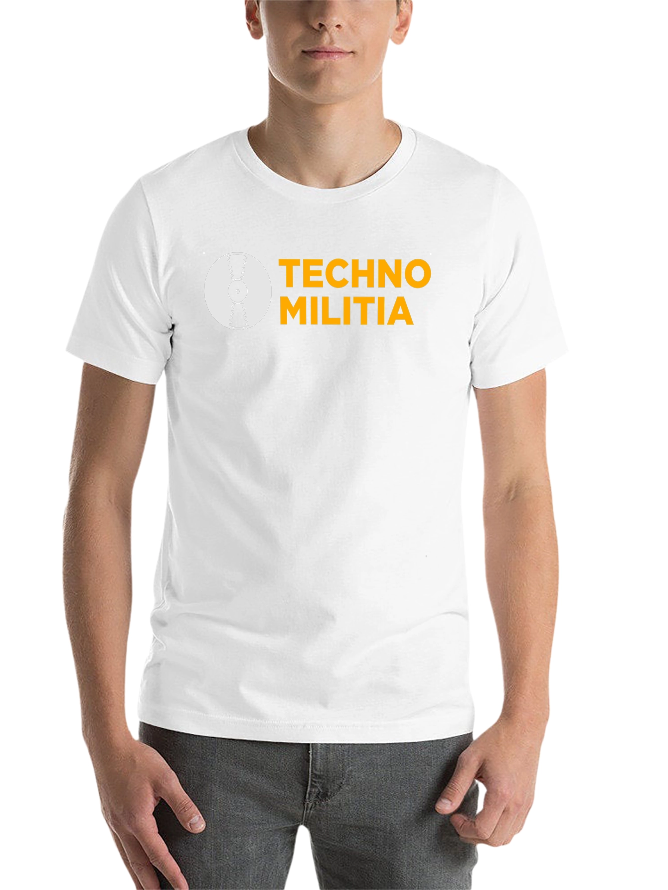 Black Techno Militia Graphic Tee - Black Cotton T-Shirt view 14