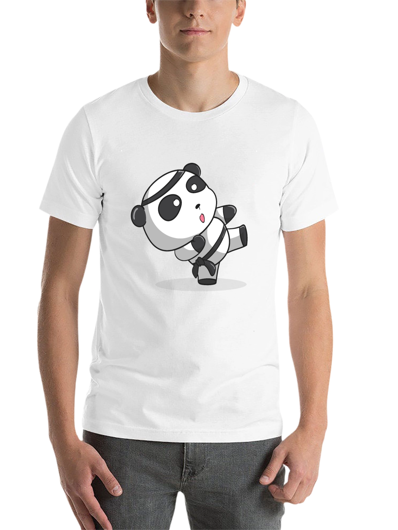 Black Martial Arts Panda T-Shirt - Black Cotton Tee view 14