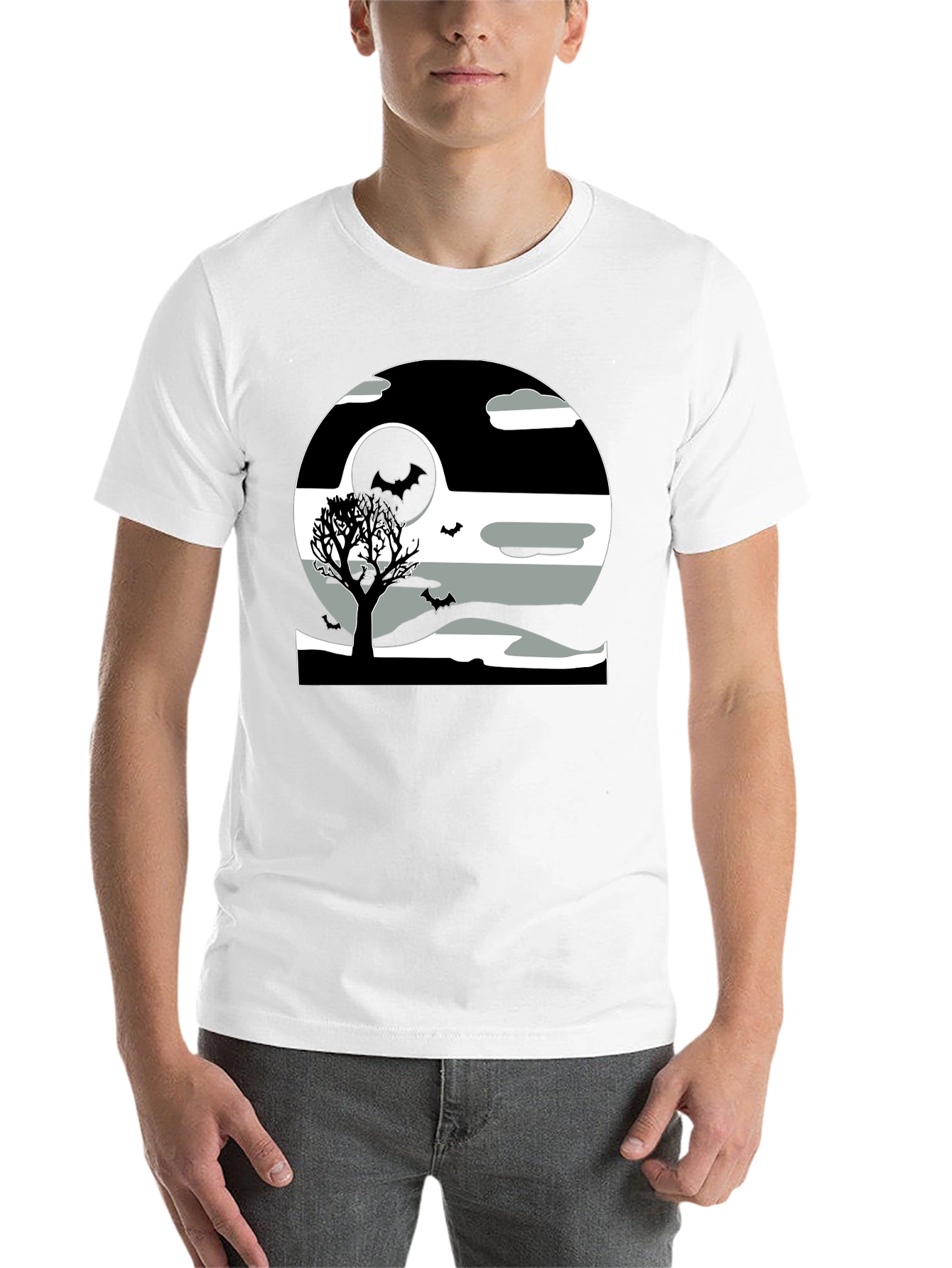 Black Halloween Scene Graphic Tee - Black view 14