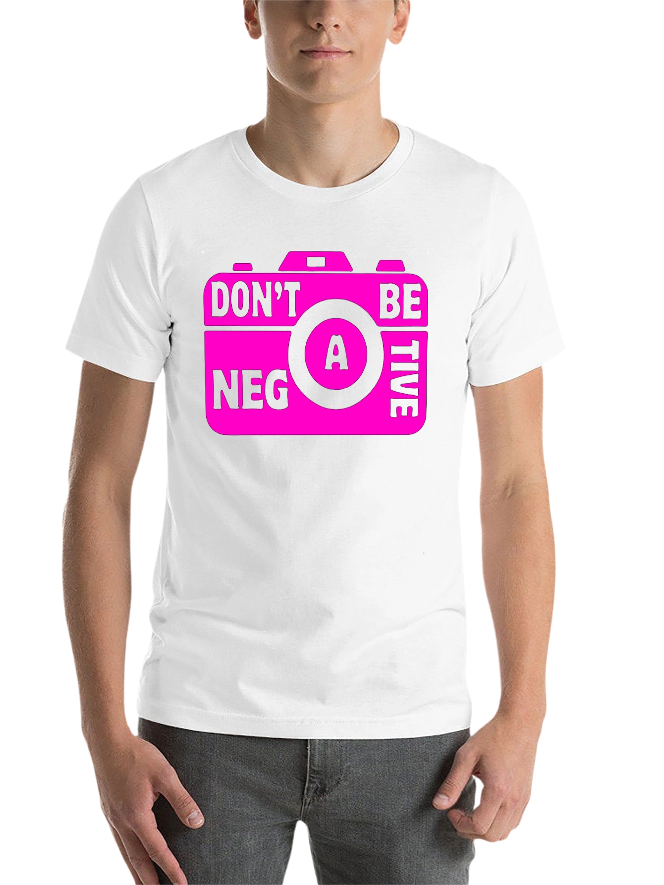 Black Funny Camera Graphic T-Shirt - Don't Be A Negative! view 14