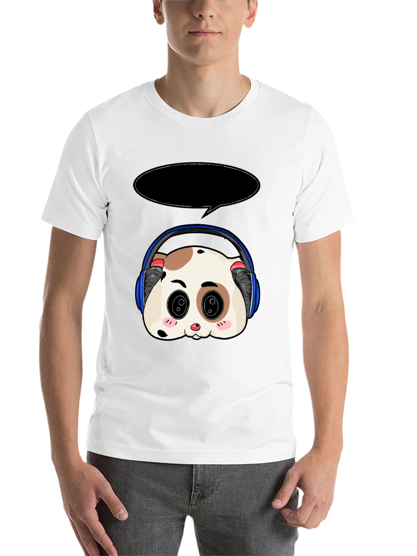 Black Cute Panda Headphone T-Shirt view 14