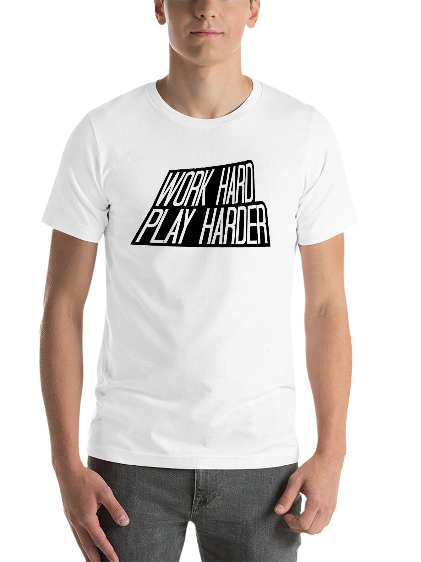 Black Work Hard Play Harder Black Graphic Tee view 14