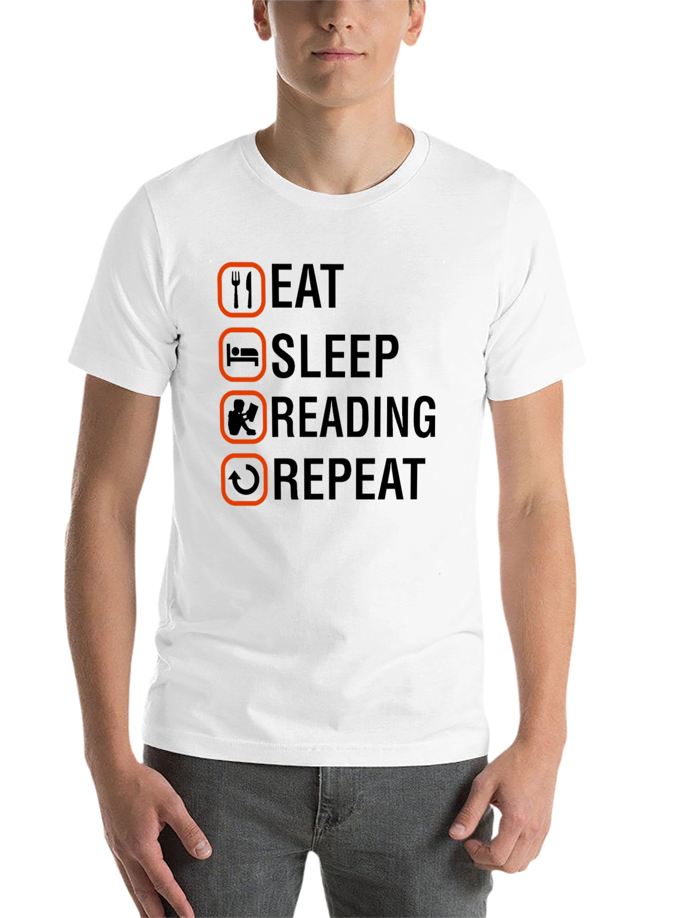 Black Eat Sleep Reading Repeat T-Shirt - Book Lover Tee view 14
