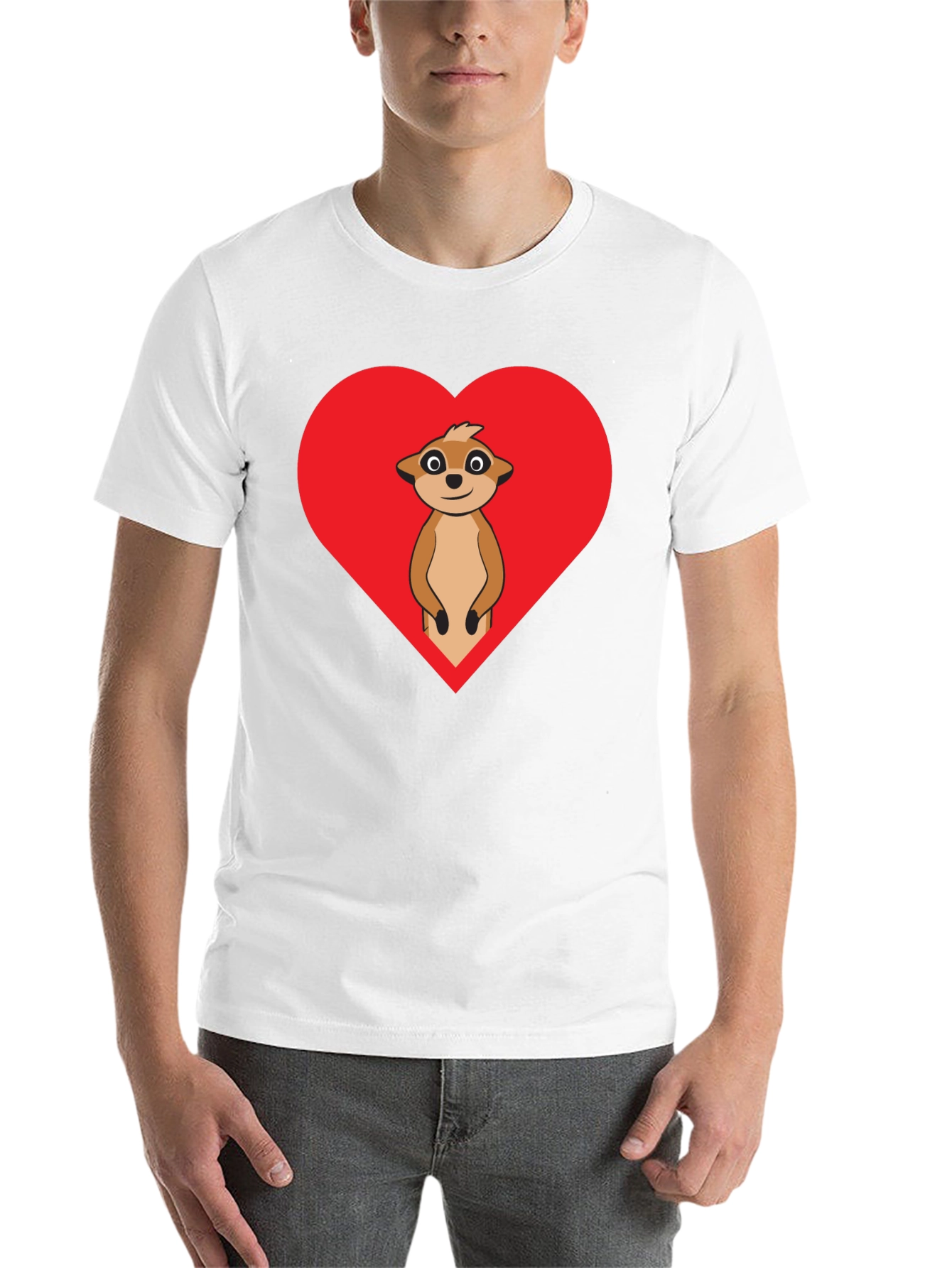 Black Meerkat Heart Graphic Tee - Black Cotton view 14