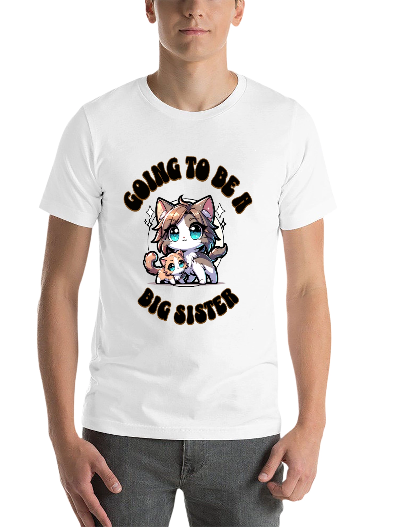 Black Big Sister Cat T-Shirt view 14
