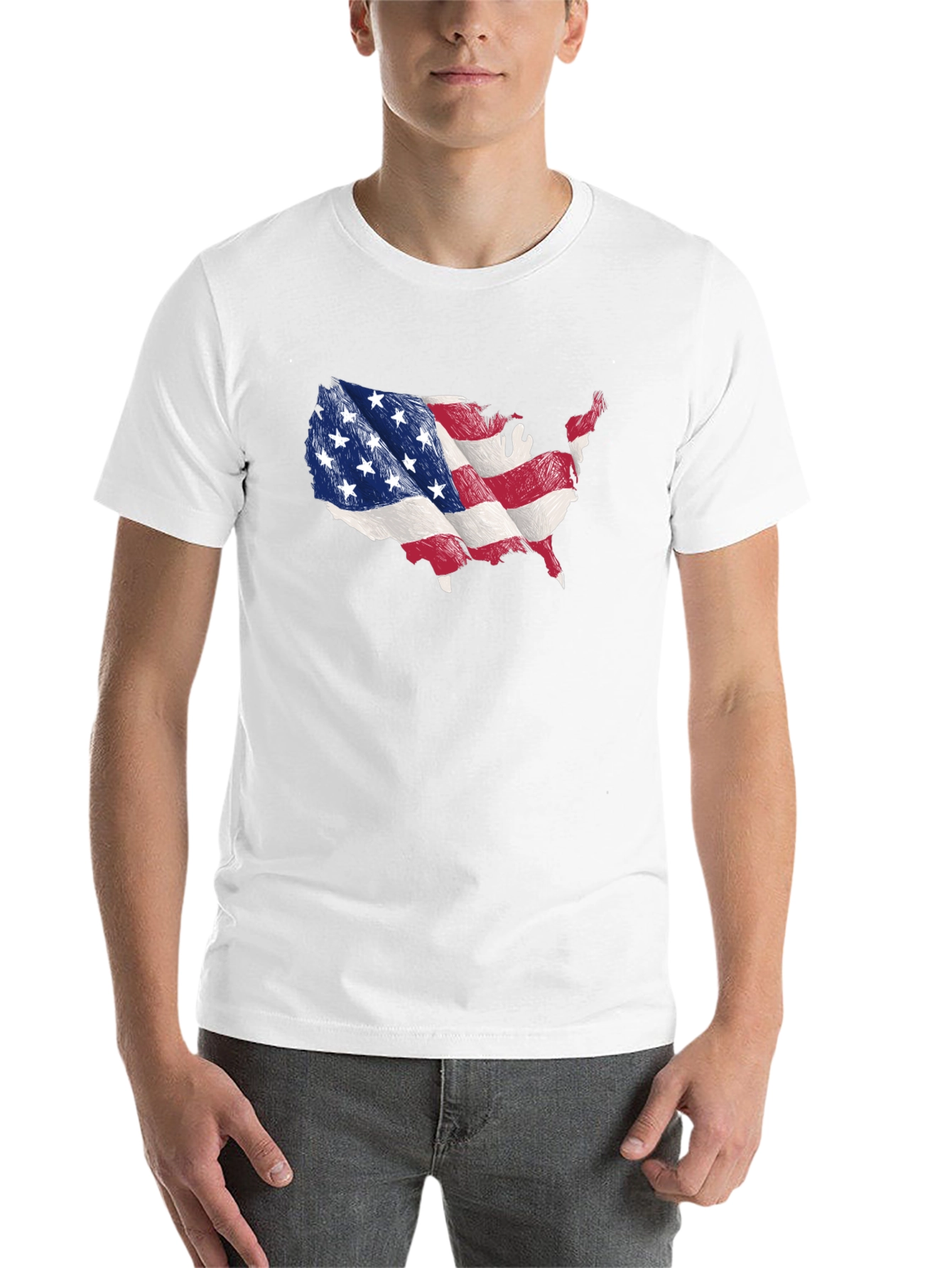 USA Flag Map Graphic T-Shirt - 14