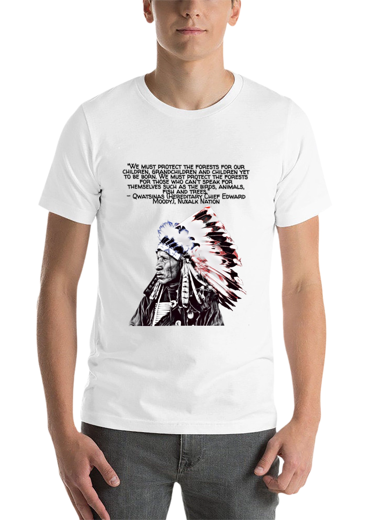 Black Native American Chief Graphic T-Shirt view 14