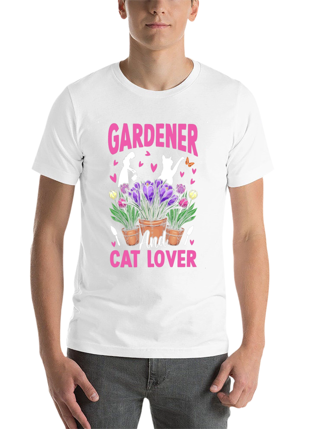 Black Gardener and Cat Lover T-Shirt view 14