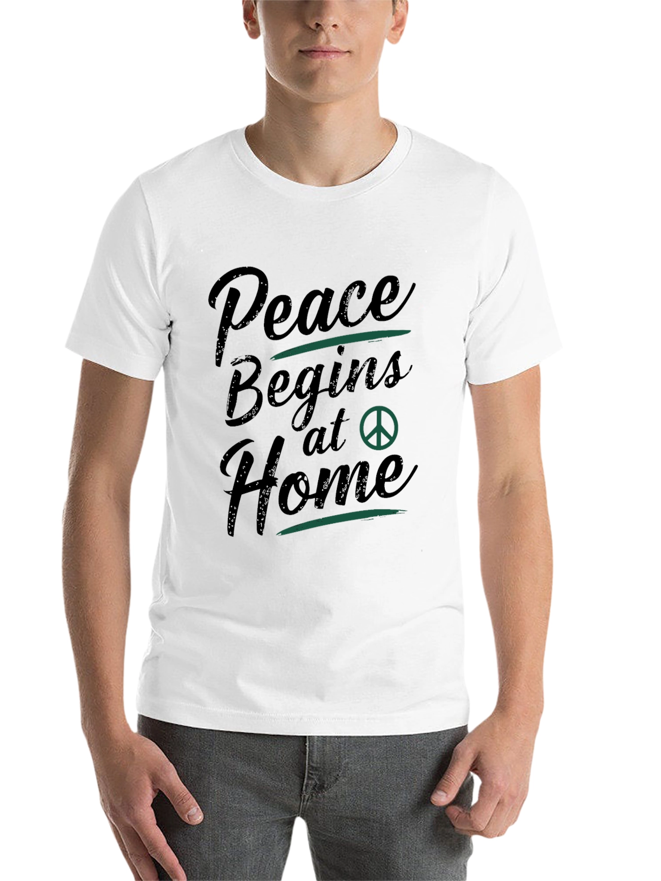 Black Peace Begins At Home Black T-Shirt view 14