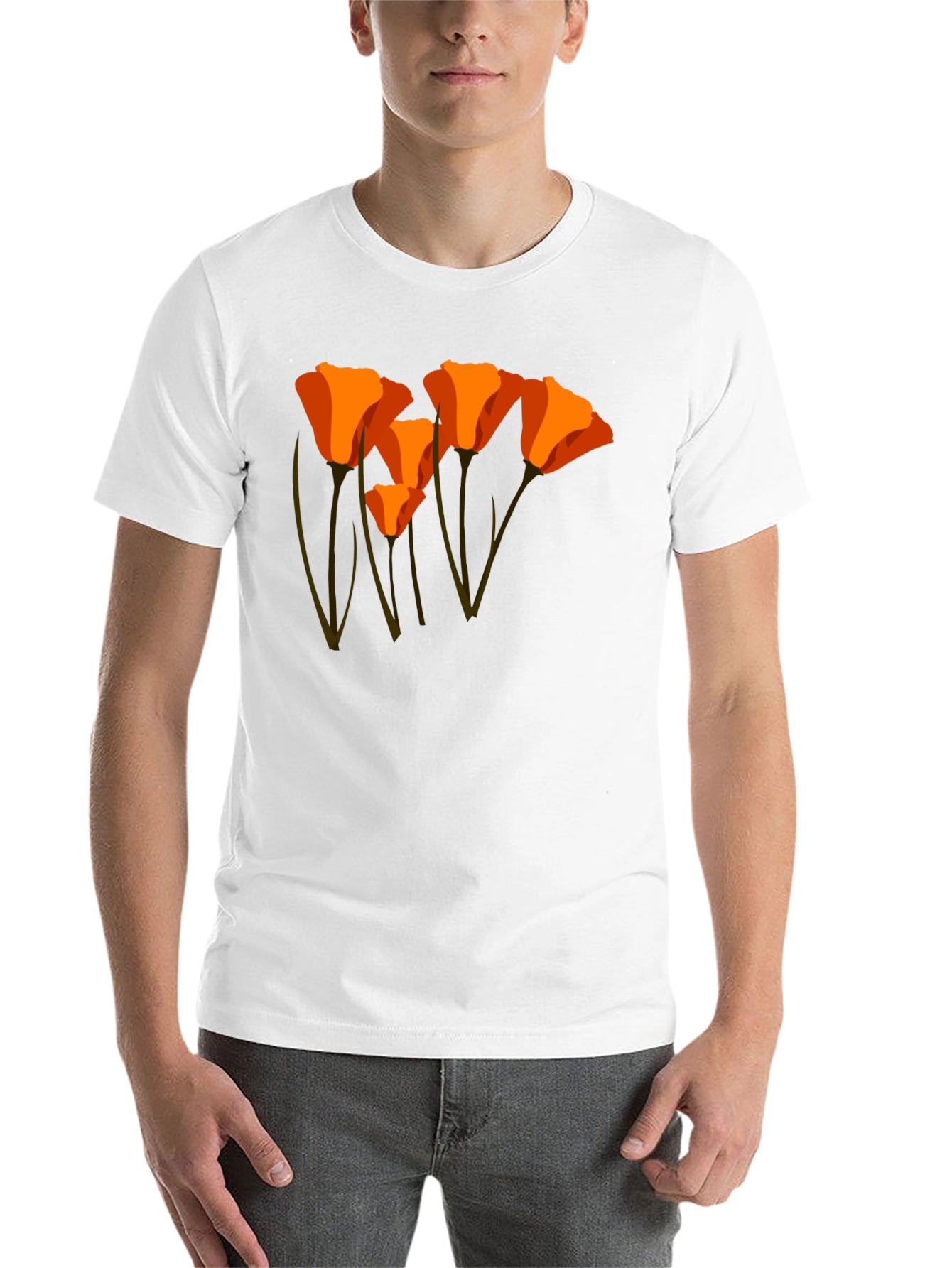 Black Orange California Poppy Graphic T-Shirt view 14