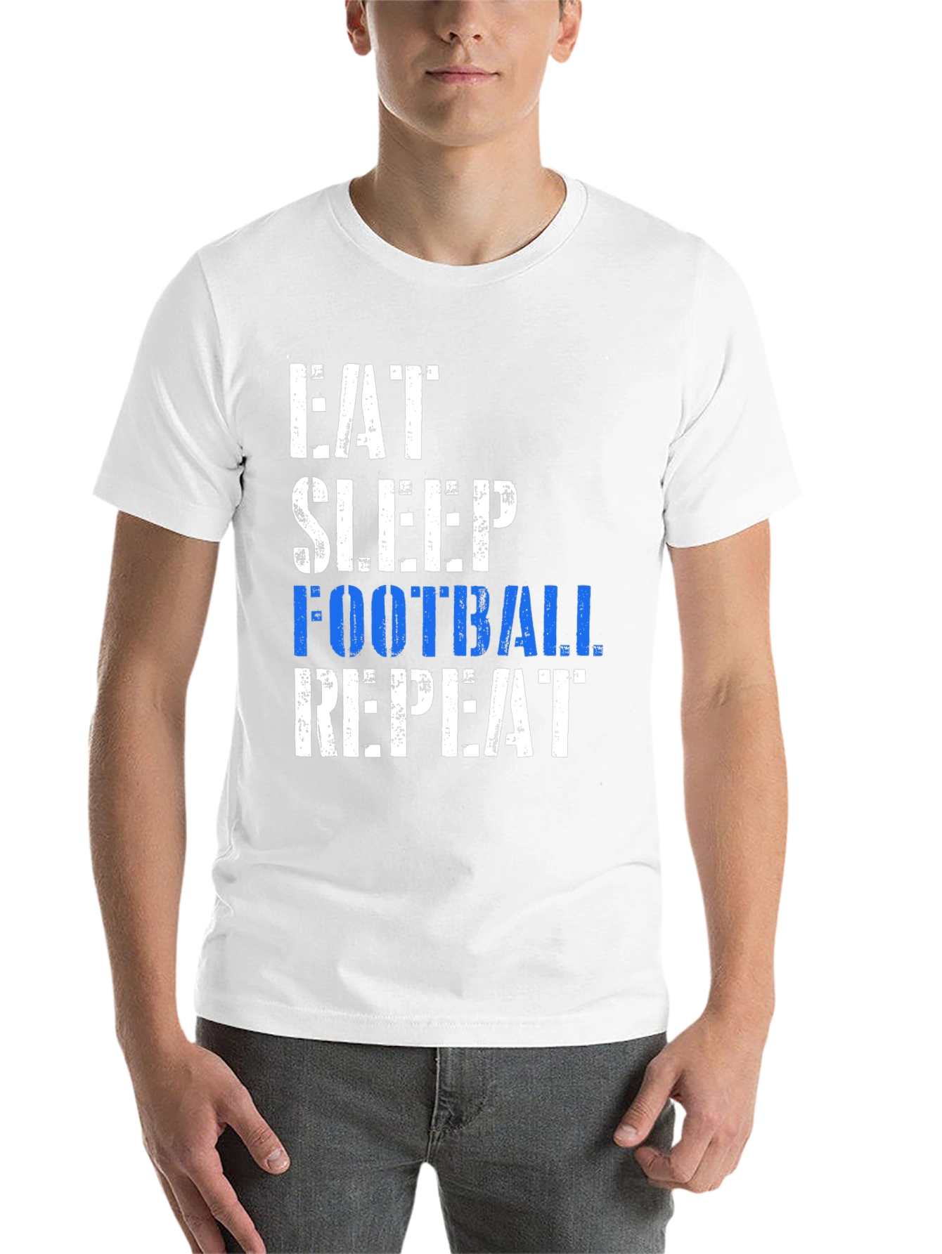 Black Eat Sleep Football Repeat Black T-Shirt view 14