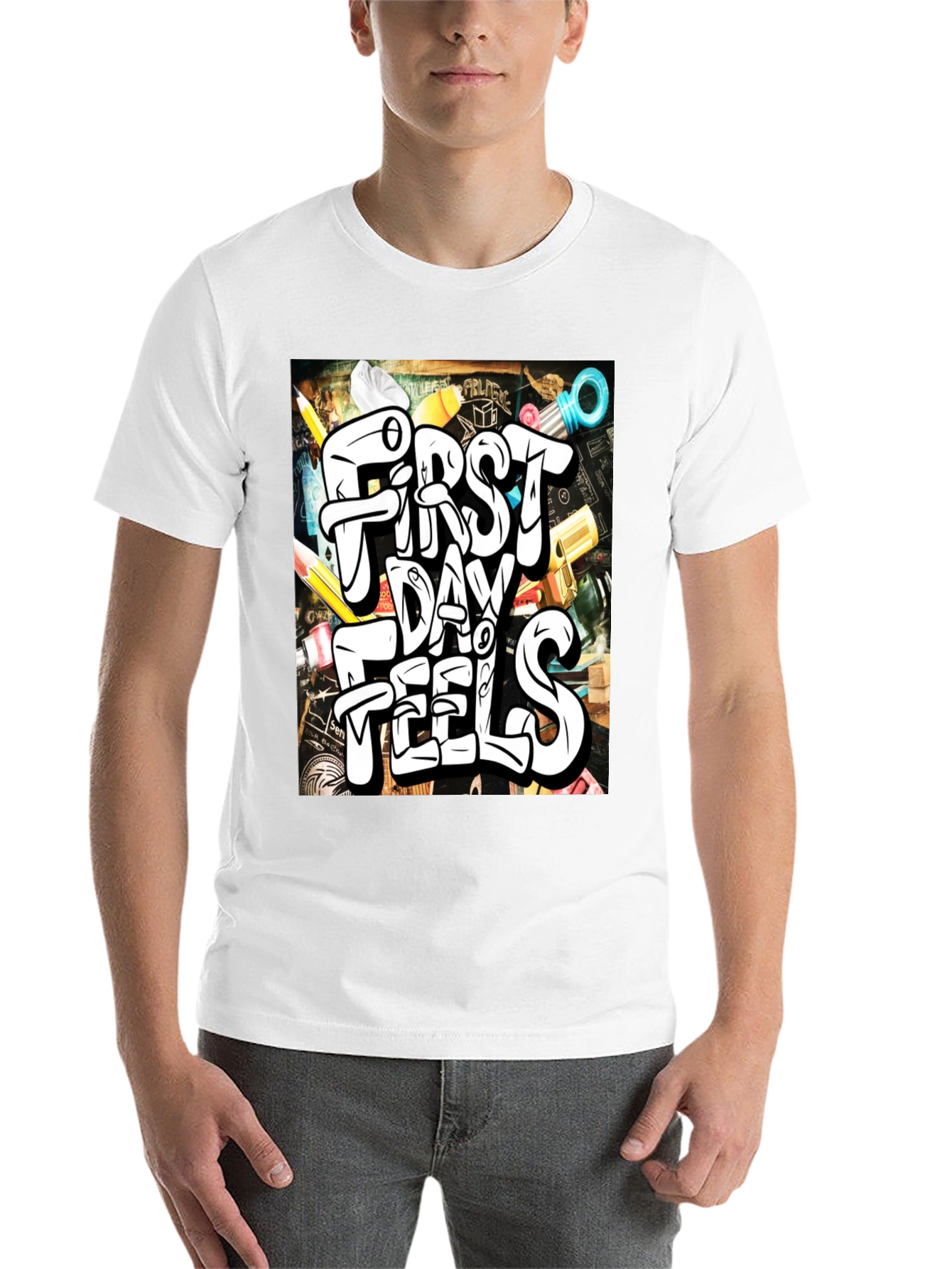 Black First Day Feels Graphic Tee - Cool Back-to-School T-Shirt view 14