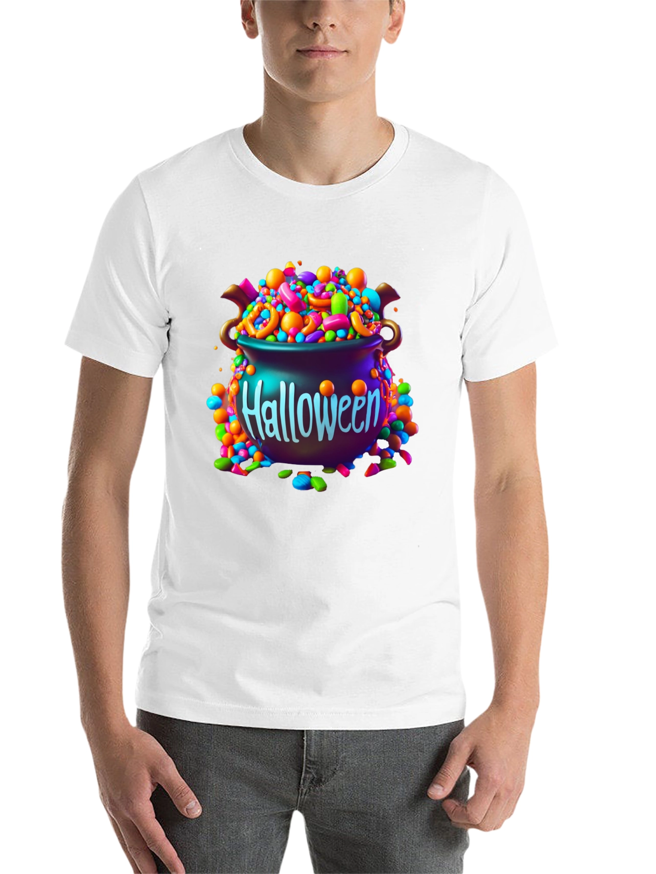 Black Halloween Candy Cauldron Graphic Tee view 14