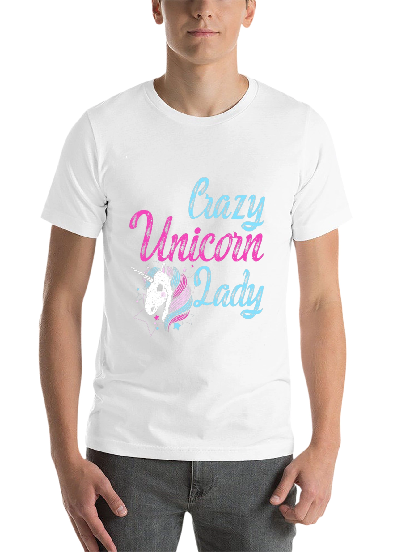 Black Crazy Unicorn Lady T-Shirt - Black view 14
