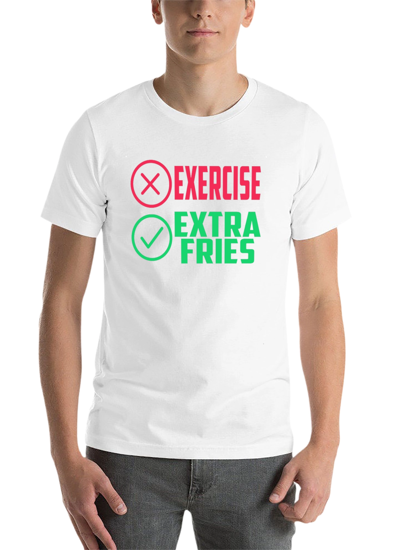 Black Exercise? Extra Fries! Novelty Graphic Tee view 14