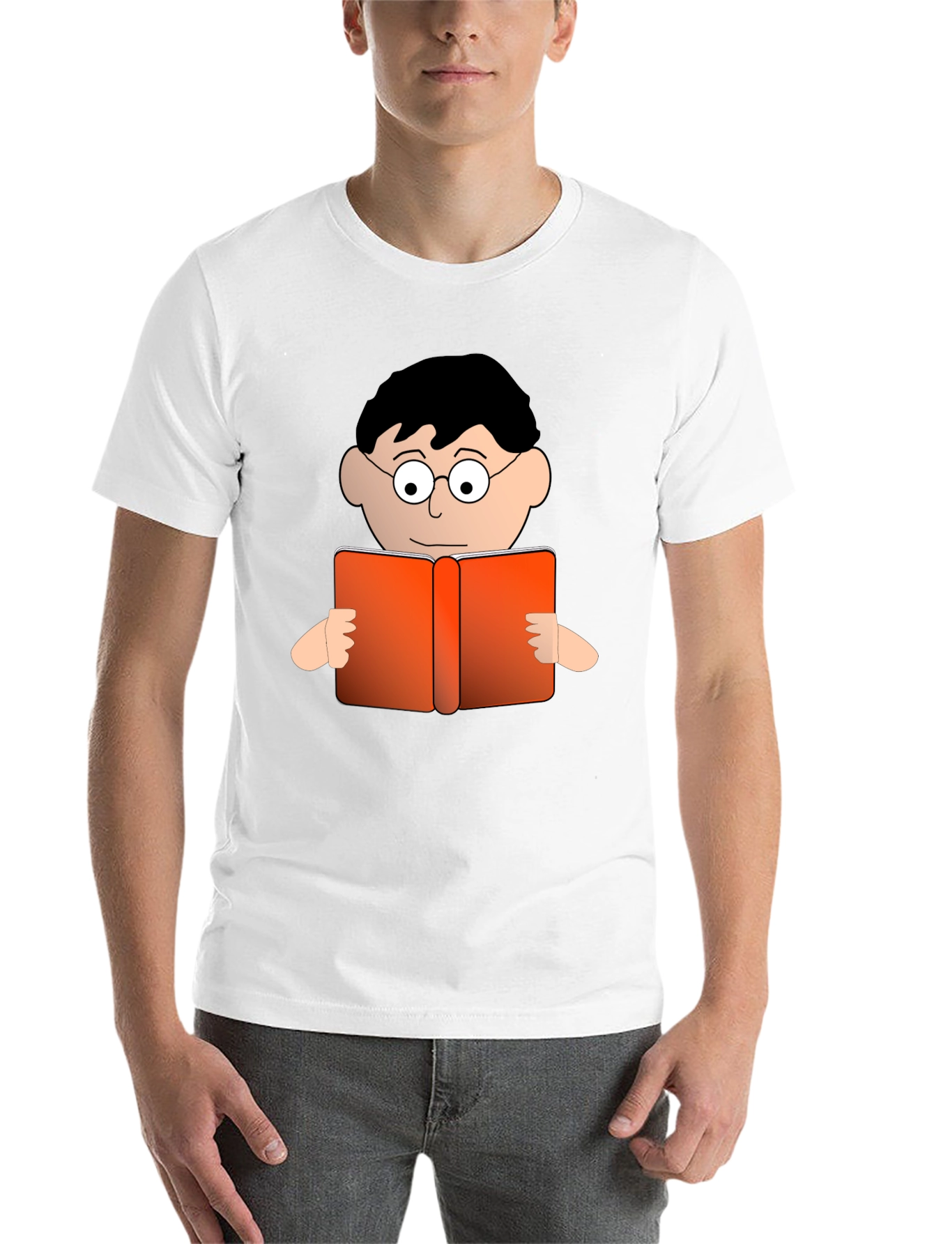 Black Cartoon Reader Black T-Shirt view 14