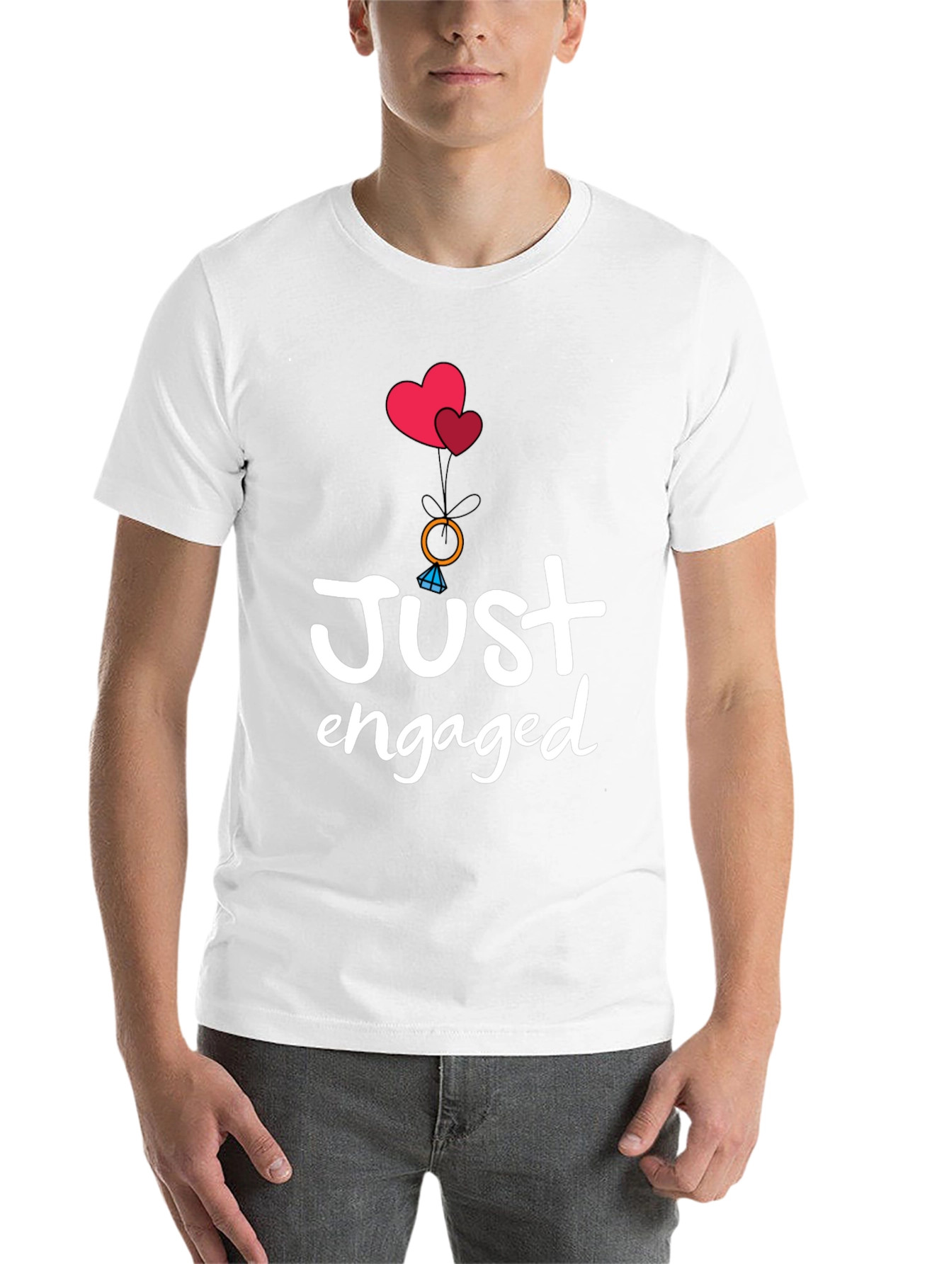 Black Just Engaged T-Shirt - Romantic Graphic Tee view 14