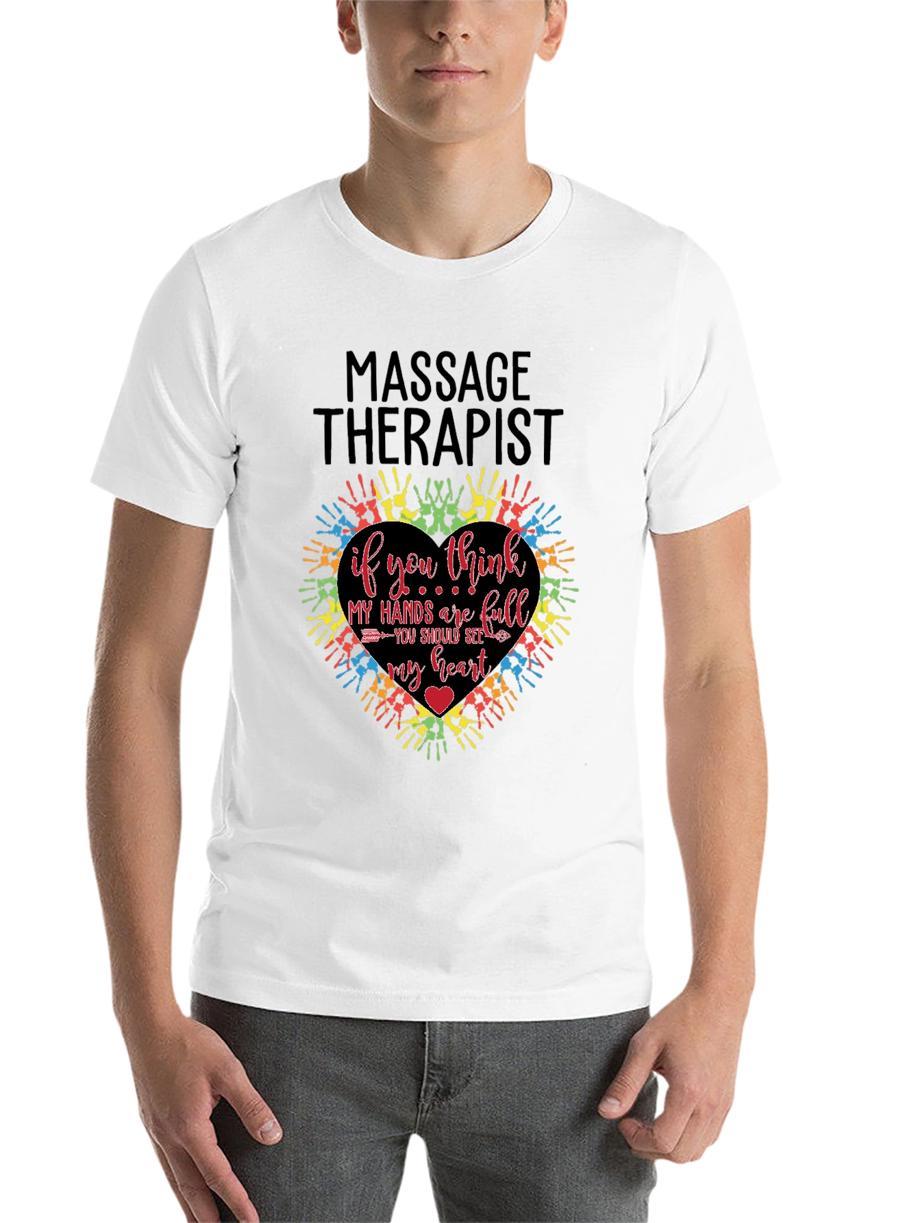 Black Massage Therapist Heart Hands T-Shirt view 14