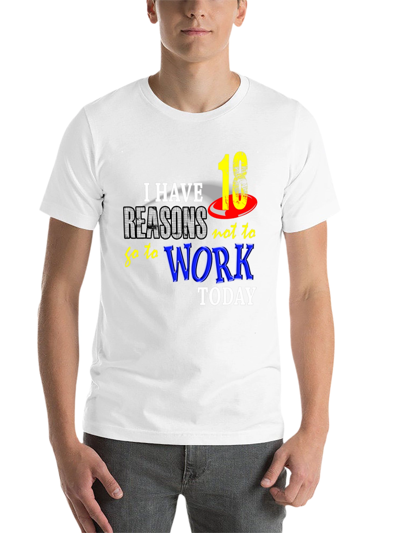 Black Funny "18 Reasons Not to Work" Graphic Tee view 14