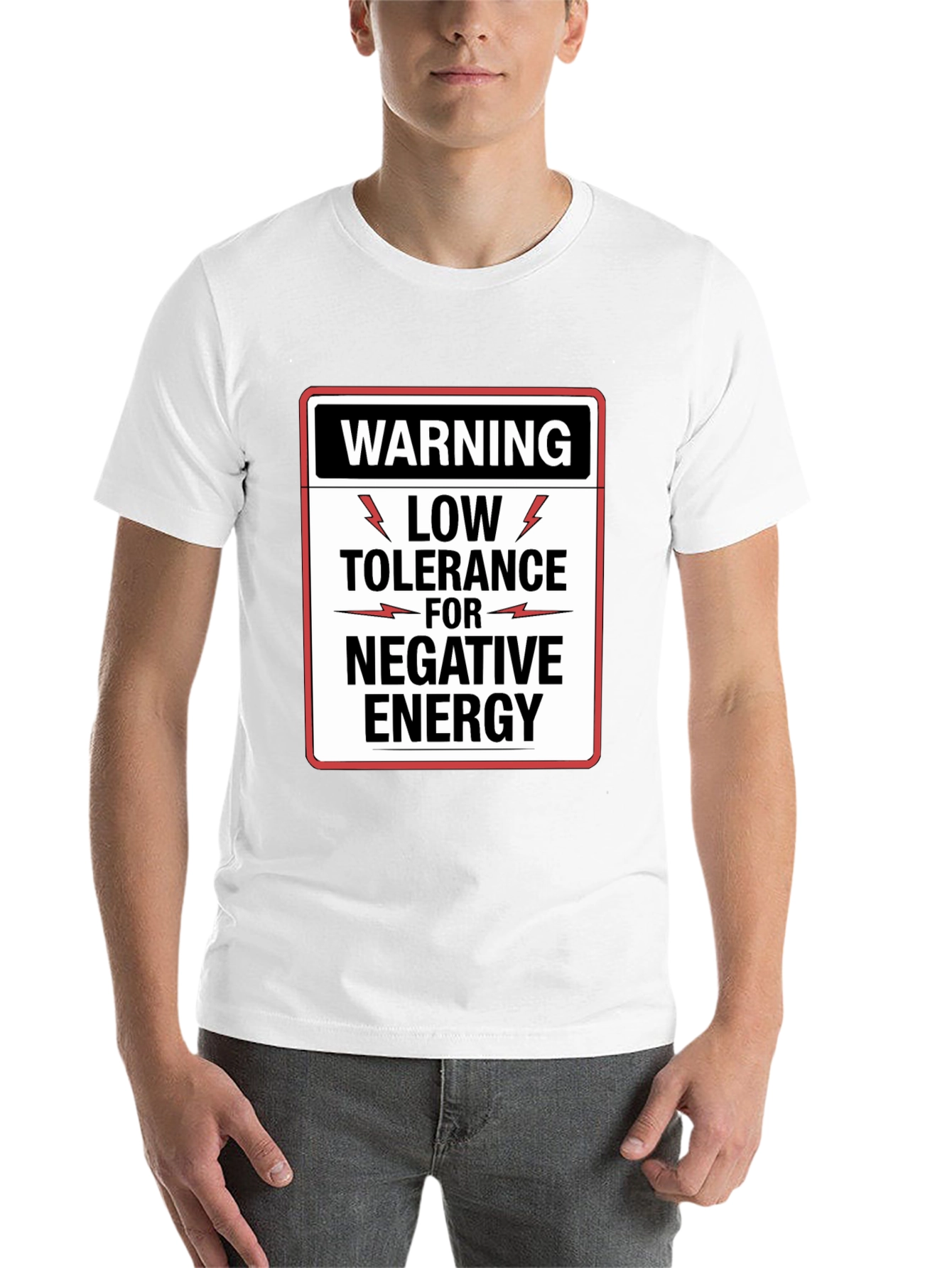 Black Warning Low Tolerance Negative Energy Graphic Tee view 14