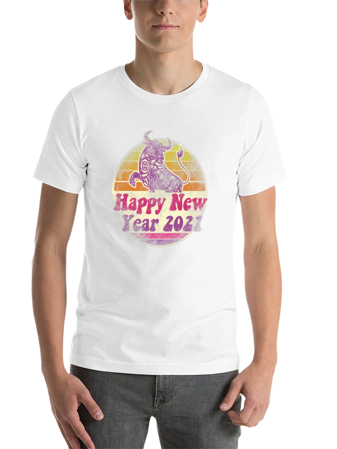 Black Happy New Year 2021 Bull Graphic Tee view 14