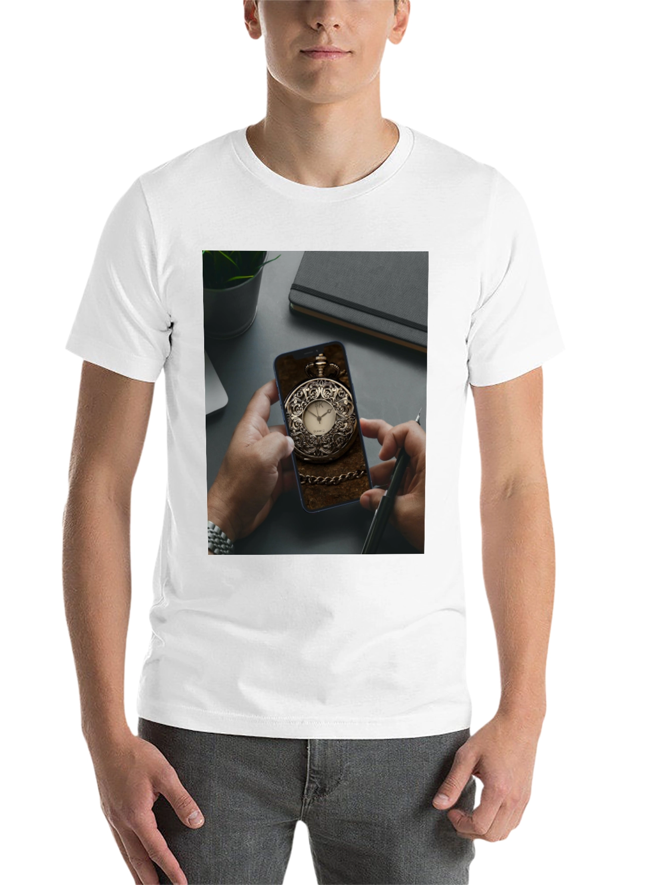 Black Pocket Watch Phone Case Tee view 14