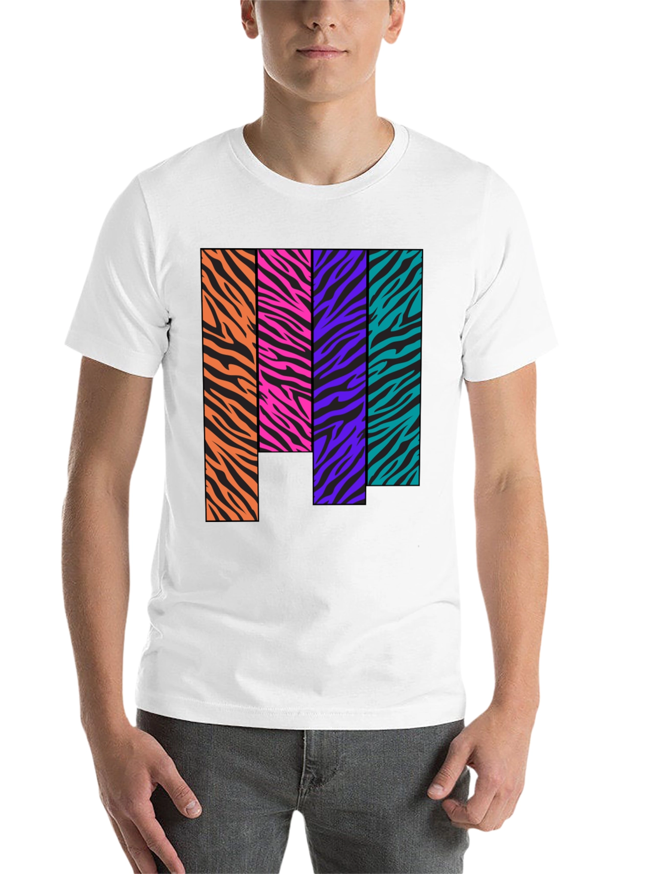 Black Retro Zebra Stripe Block Tee view 14