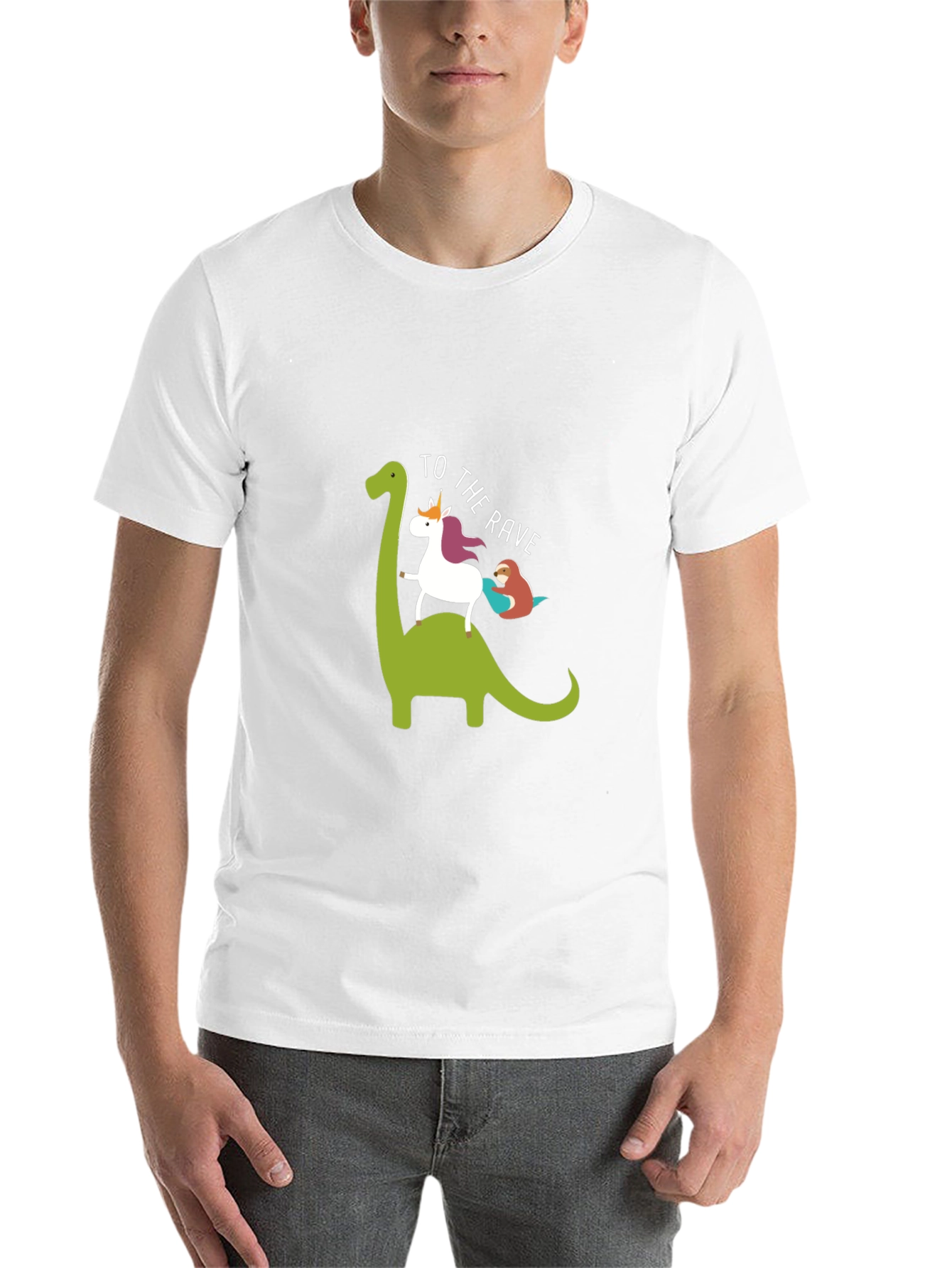 Black Dino Unicorn Rave T-Shirt - Funny Graphic Tee view 14