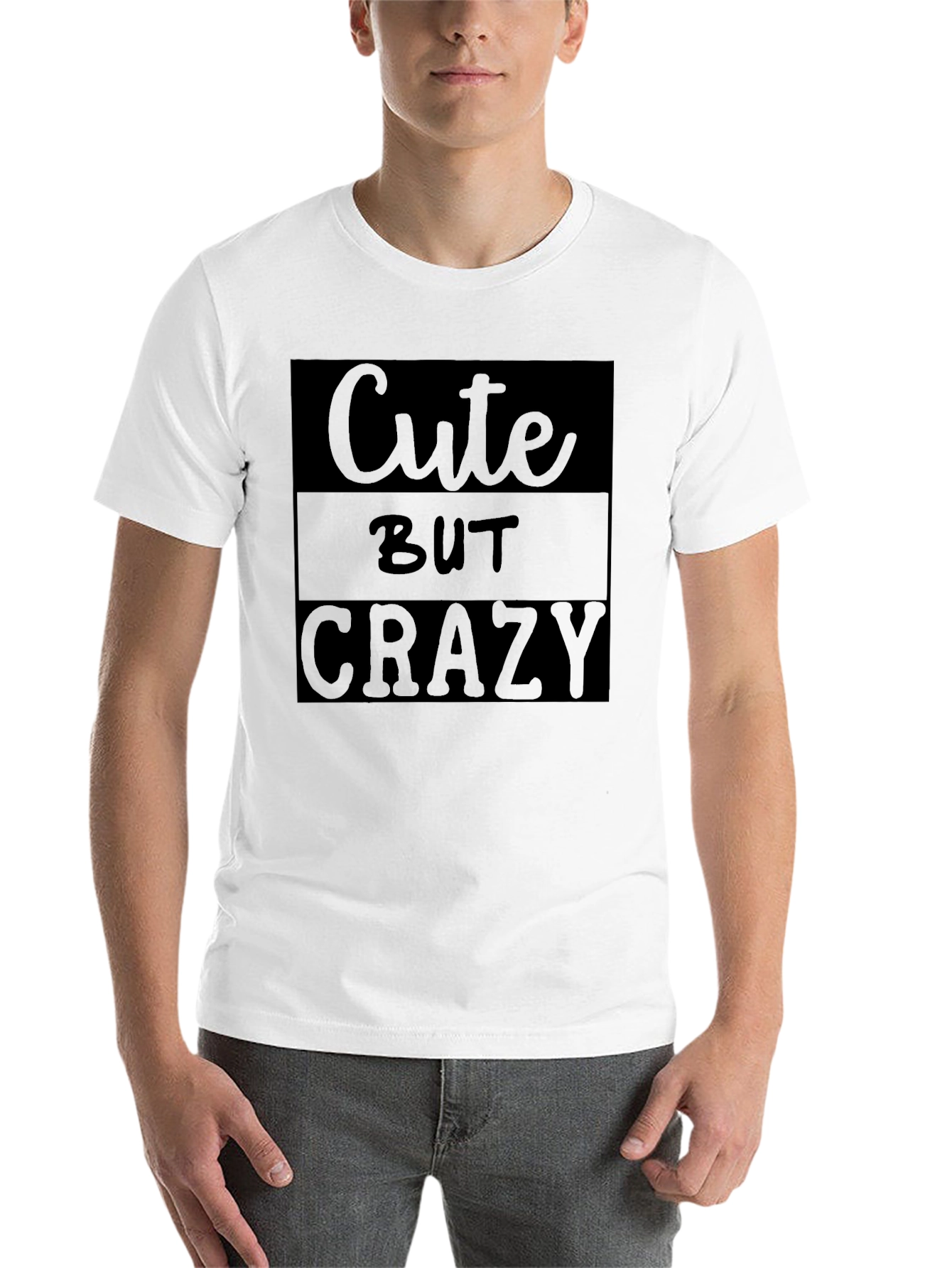 Black Cute But Crazy Graphic Tee - Black Unisex Shirt view 14