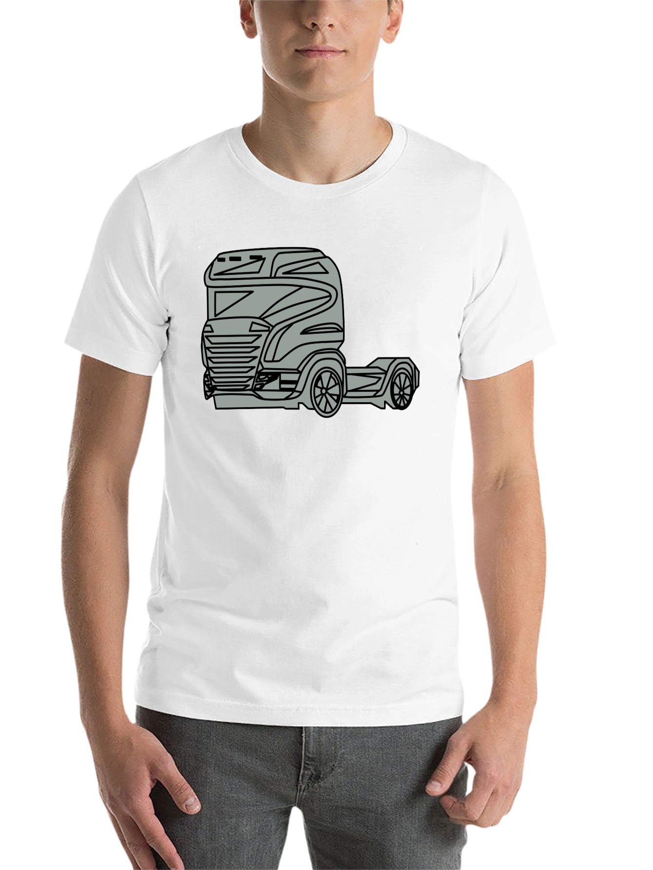 Black Truck Graphic Tee - Modern Black Cotton Blend T-Shirt view 14