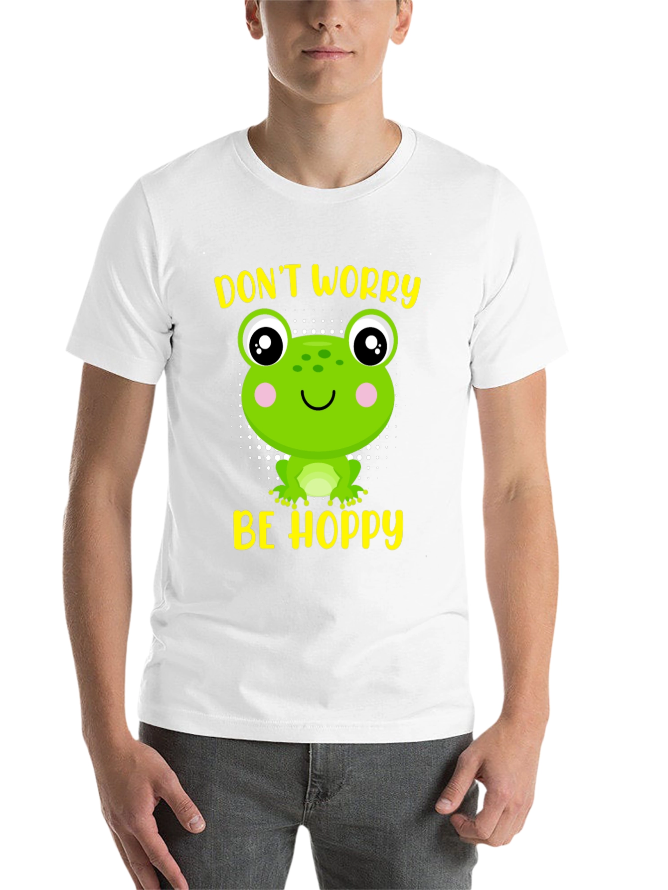 Black Don't Worry Be Hoppy Frog Graphic Tee view 14