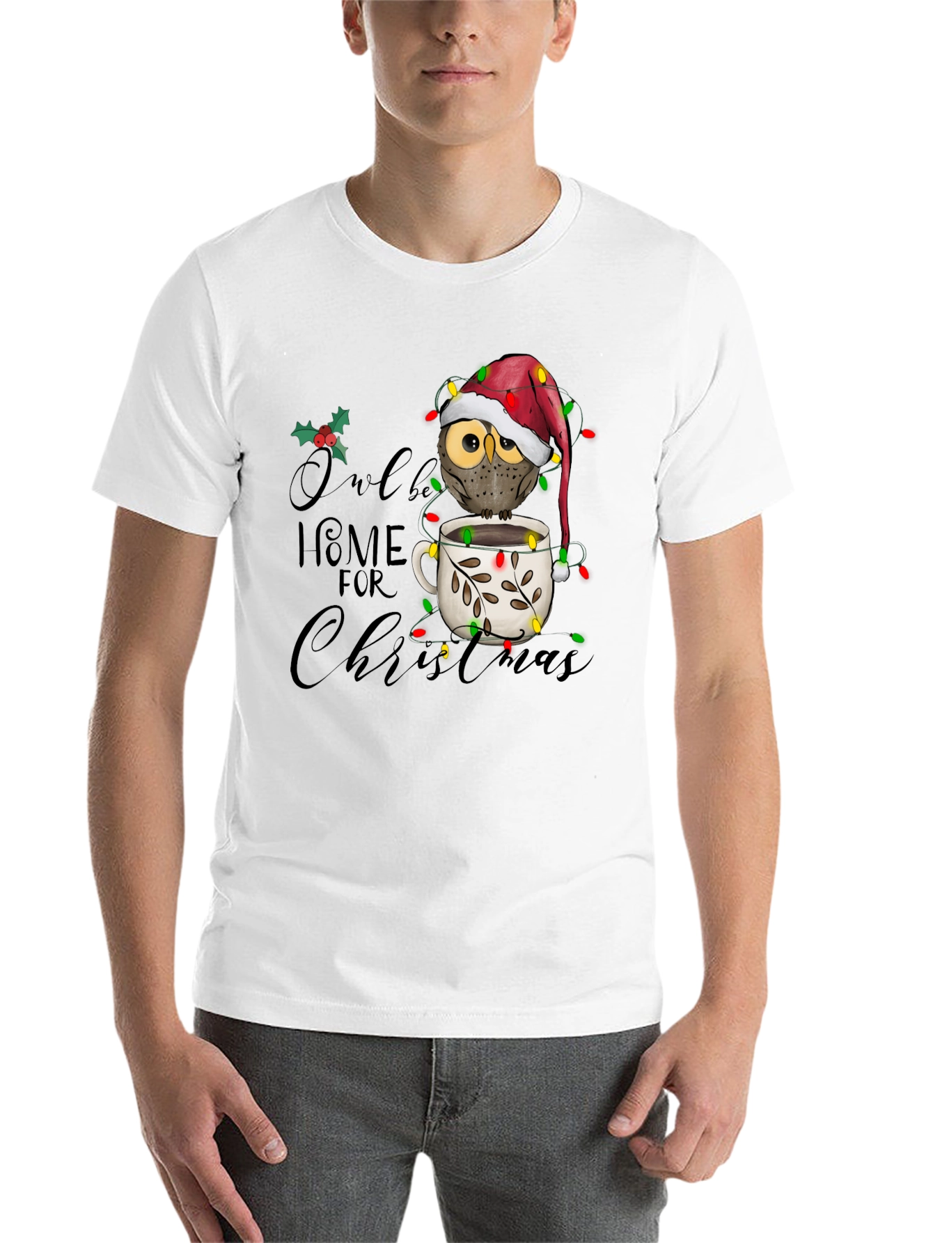 Black Owl Be Home for Christmas Graphic Tee view 14