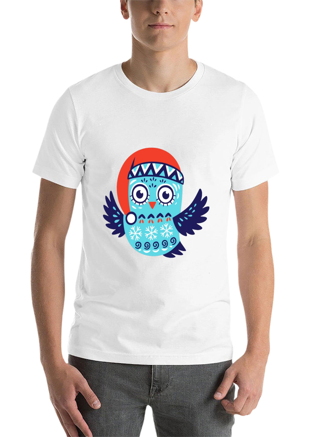 Black Festive Owl T-Shirt - Holiday Design view 14