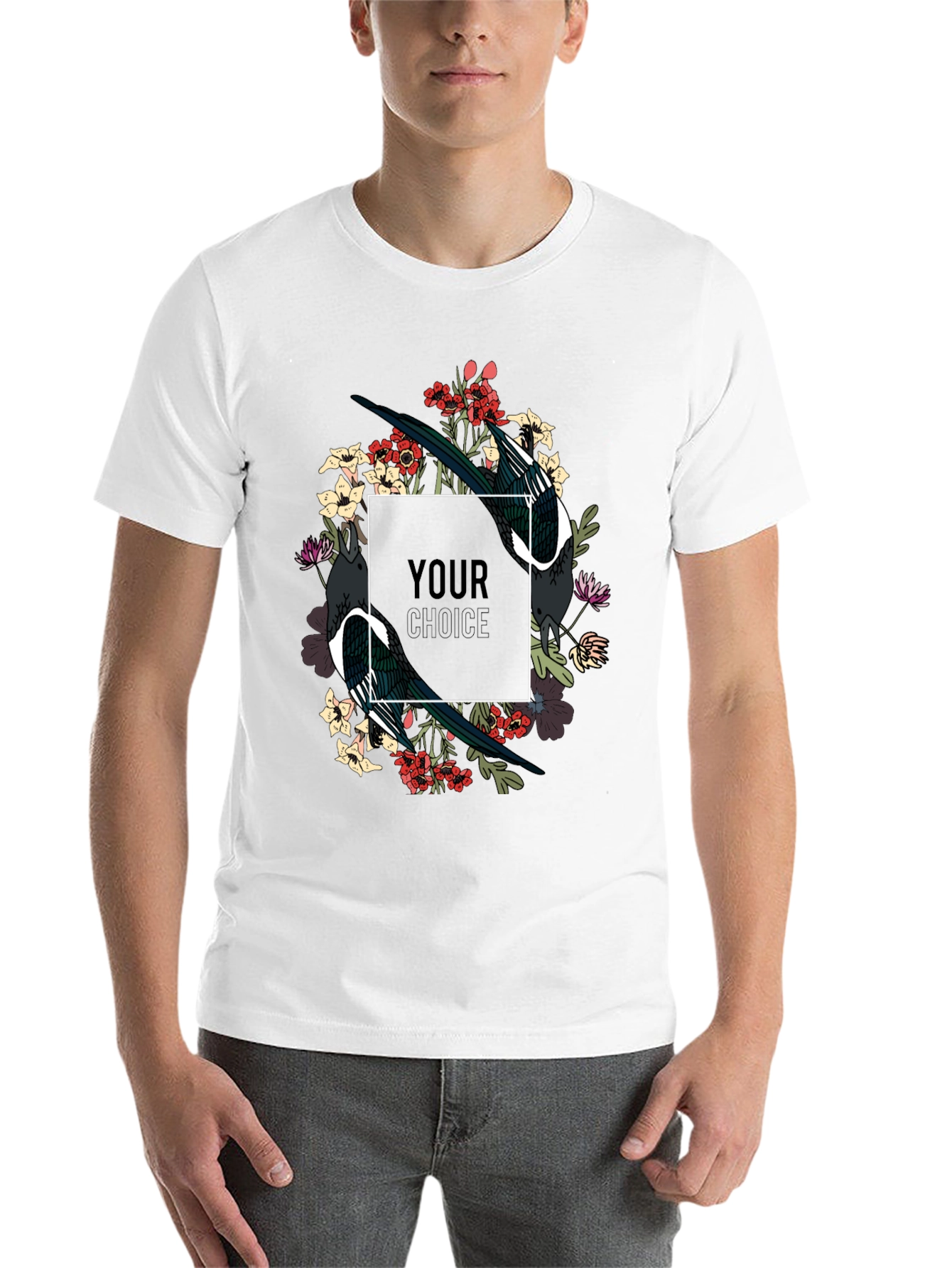Black Floral Bird Graphic T-Shirt view 14