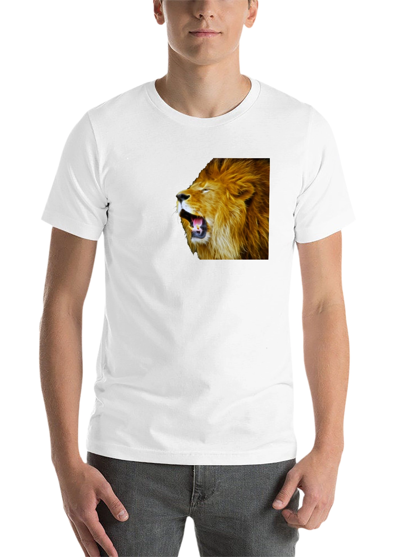 Black Roaring Lion Graphic Black T-Shirt view 14