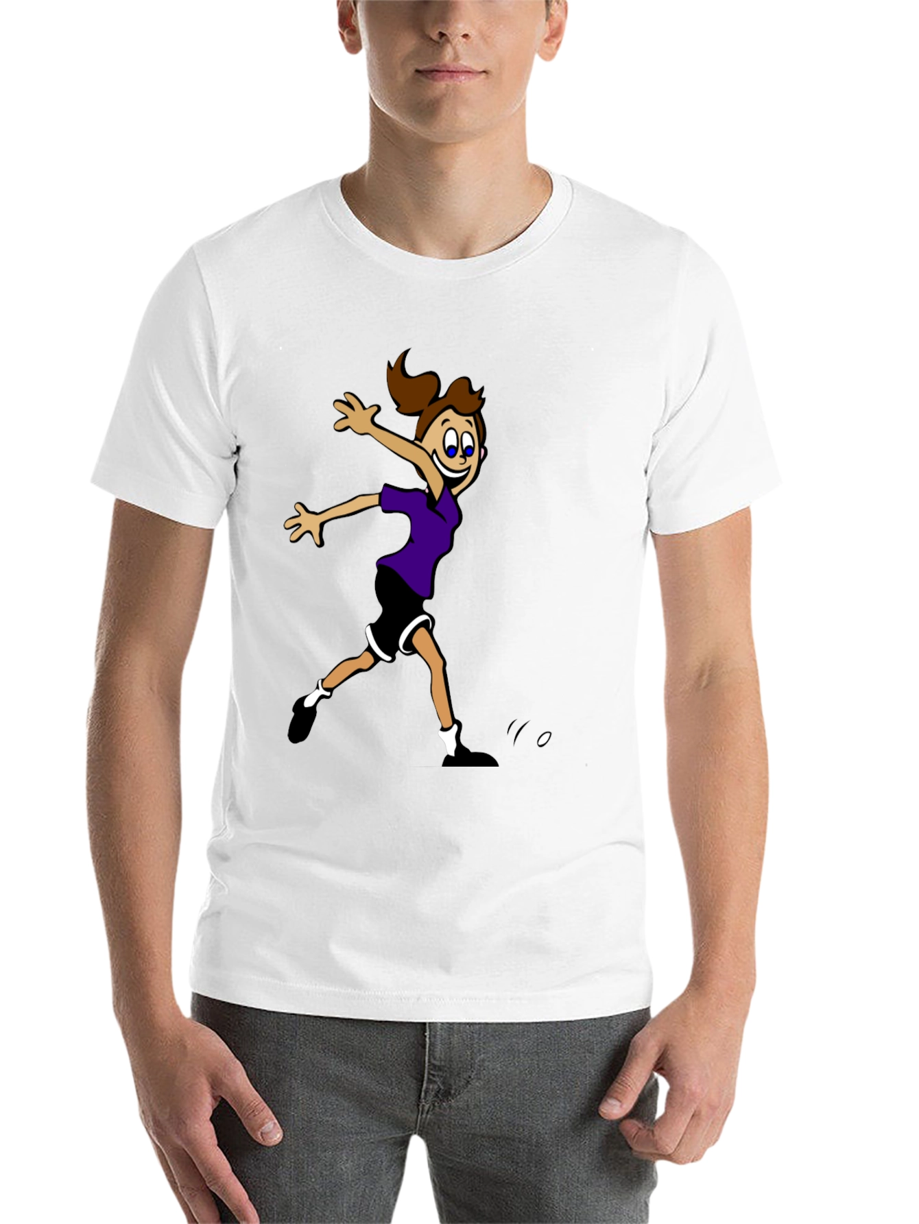 Black Cartoon Girl's Sporty Graphic Black T-Shirt view 14