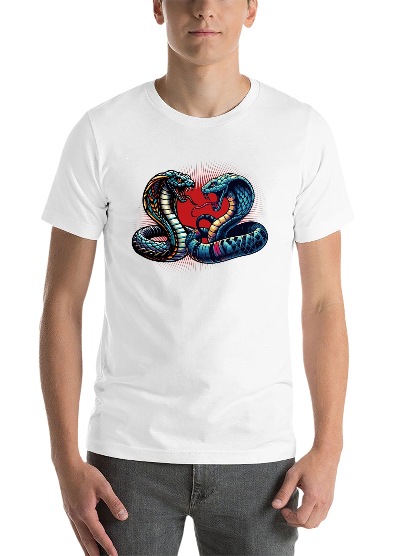 Black Cobra Clash Graphic Tee - Bold Snake Design view 14
