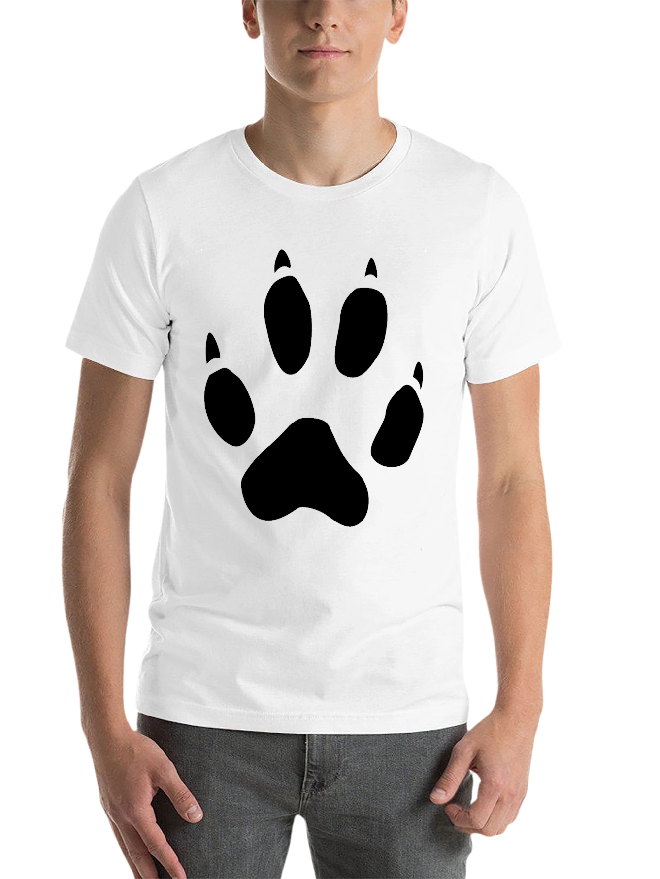 Black Black T-Shirt with Animal Paw Print Design view 14