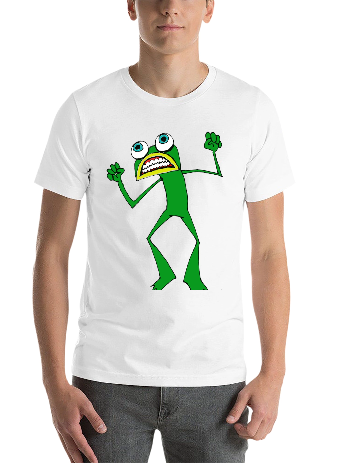 Black Frog T-Shirt - Black Crew Neck, Funny Cartoon view 14